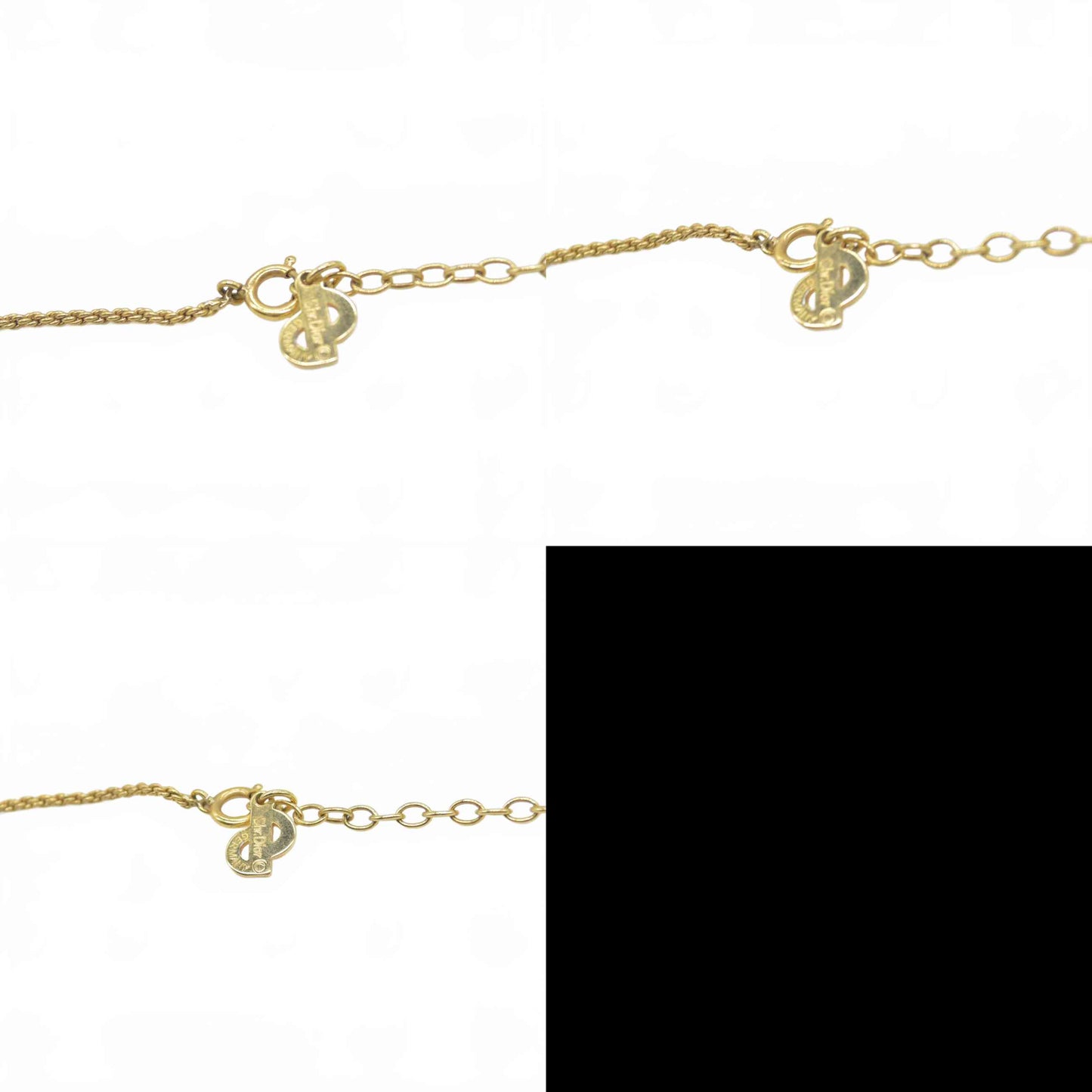 $410 Christian Dior Vintage Crystal Teardrop Pendant Necklace