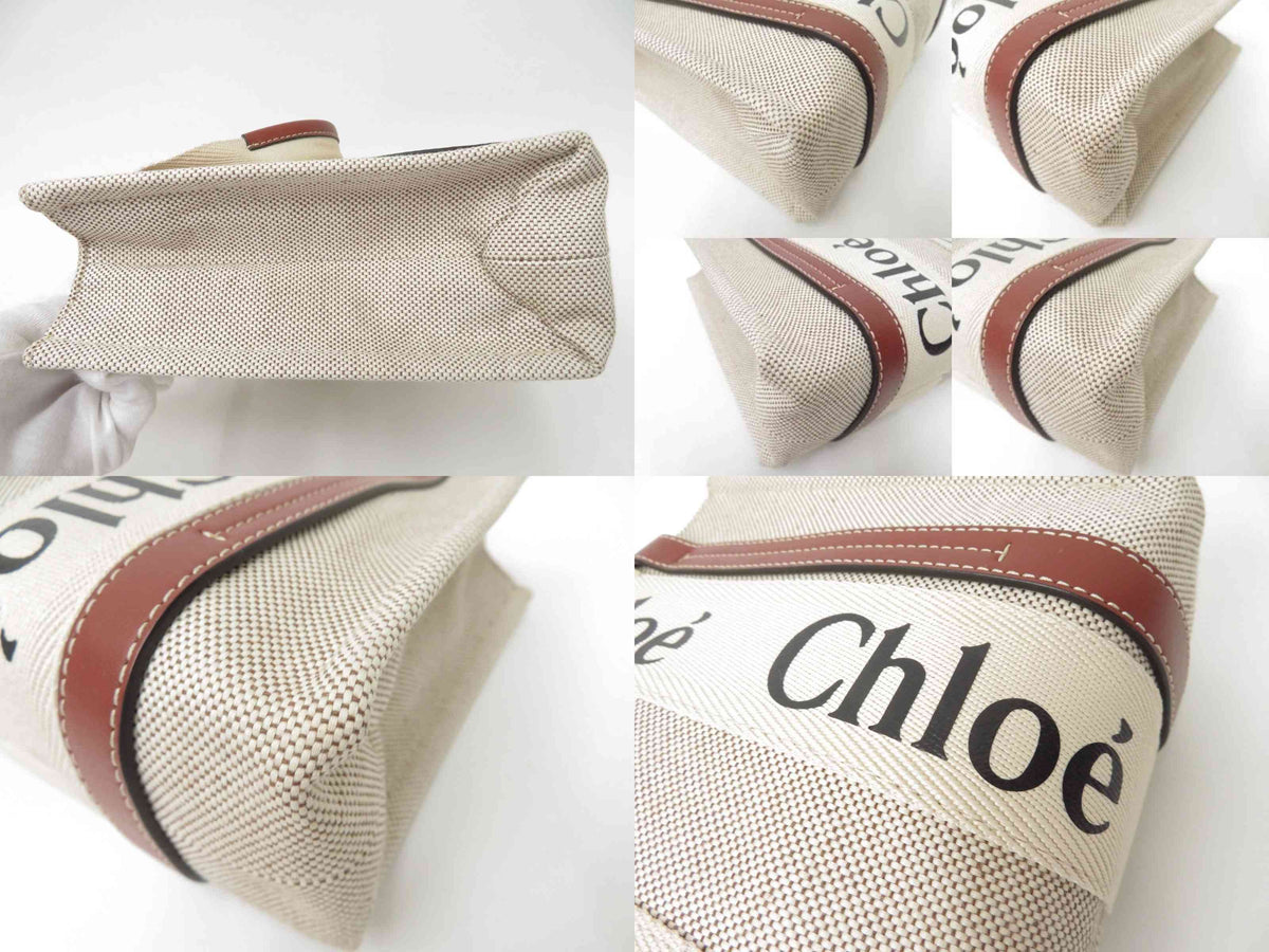 $990 2021 Chloe Woody Canvas Small Tote Bag C04T4P