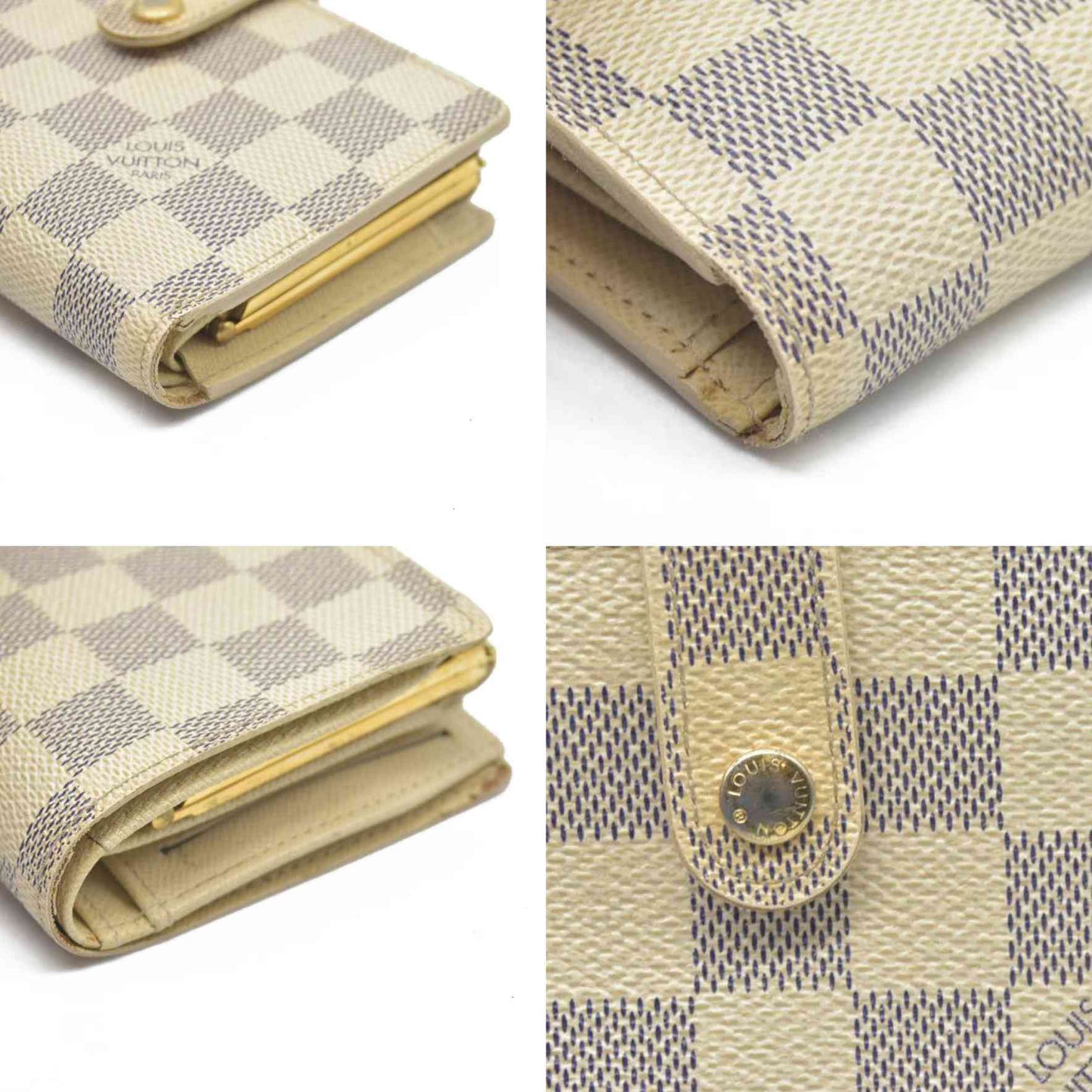 $750 Louis Vuitton Damier Azur Kisslock French Wallet Wallet MI2017