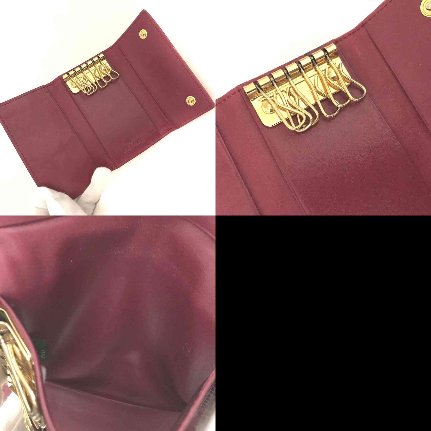 MIU MIU Logo Leather 6 Ring Key Case Pink