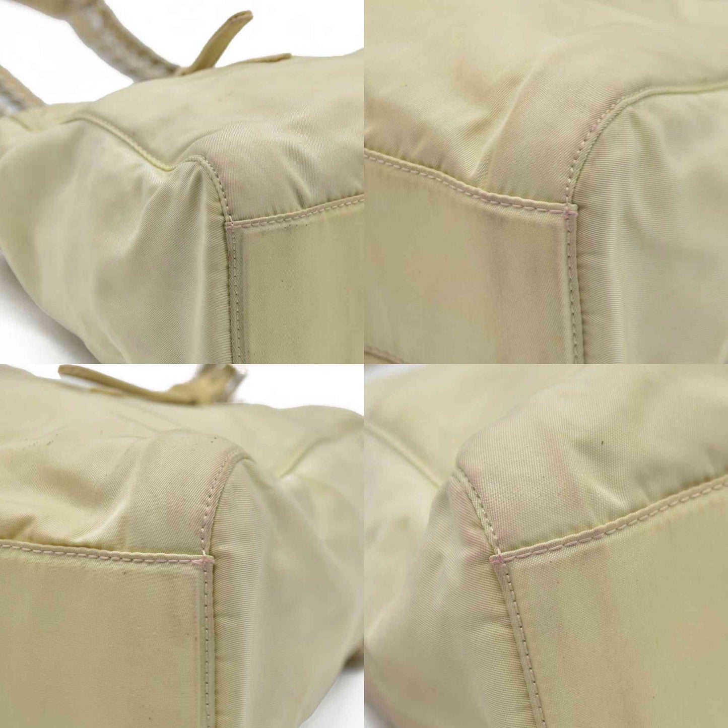 $2520 CONSIGNMENT PRADA Chain Shoulder Bag Nylon Beige