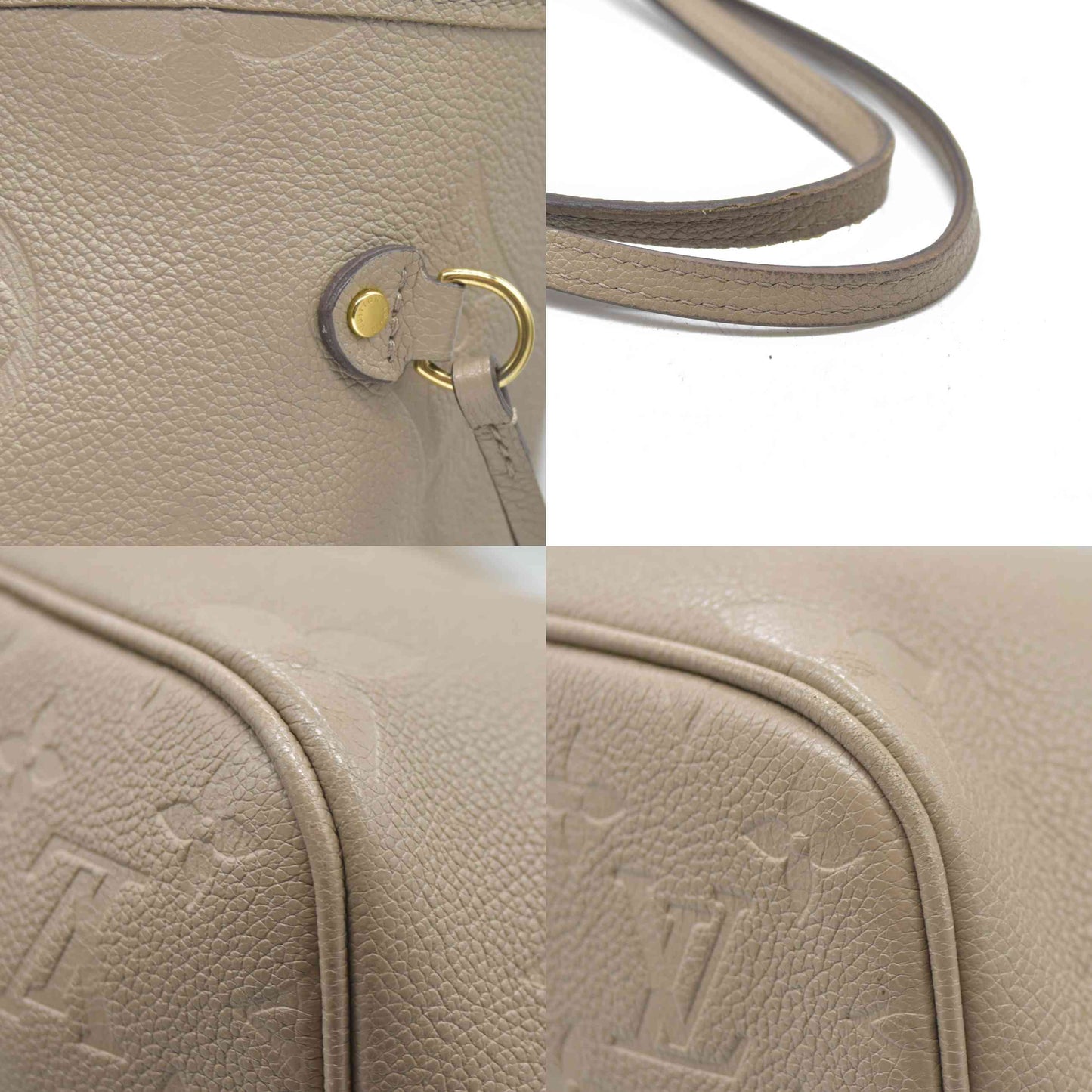 AUCTION $2710 Louis Vuitton  Empreinte Monogram Giant Neverfull MM Tourterelle Tote