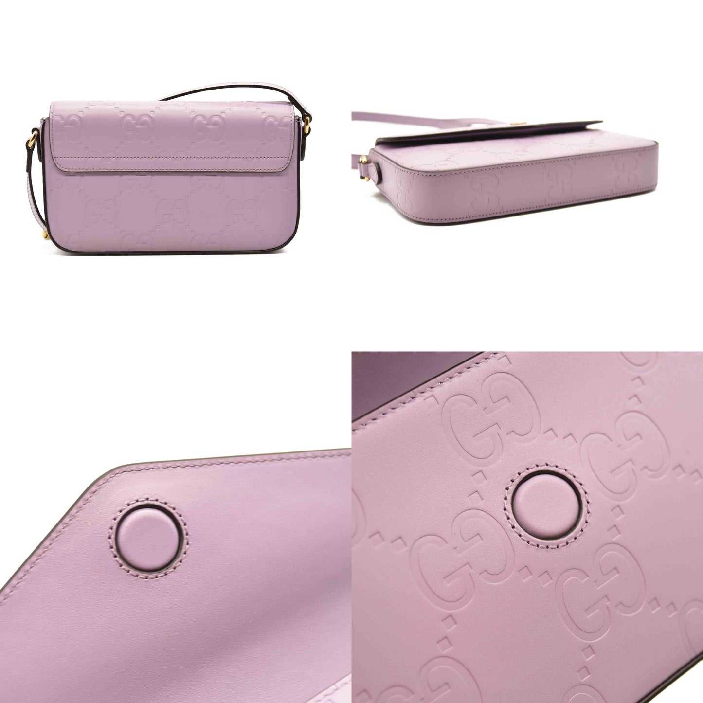 Gucci  Calfskin GG Super Mini Shoulder Bag Purple