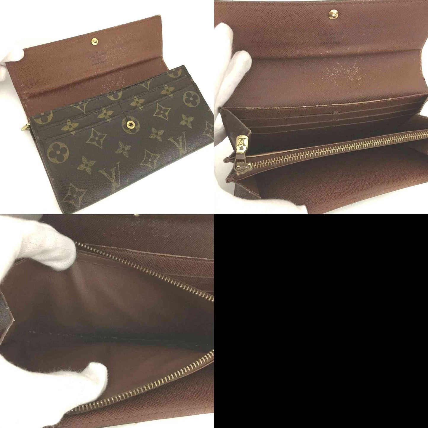 Louis Vuitton Monogram Portefeiulle Sarah Long Bifold Wallet Brown CA0037