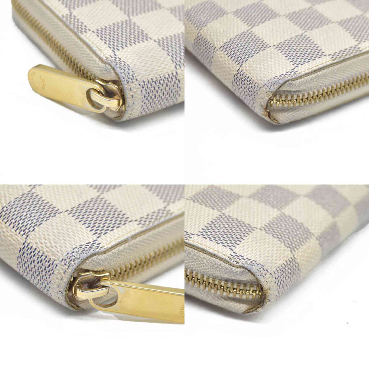 AUCTION $915 Louis Vuitton Damier Azur Zippy Zip Around Long Wallet Purse White CA1172