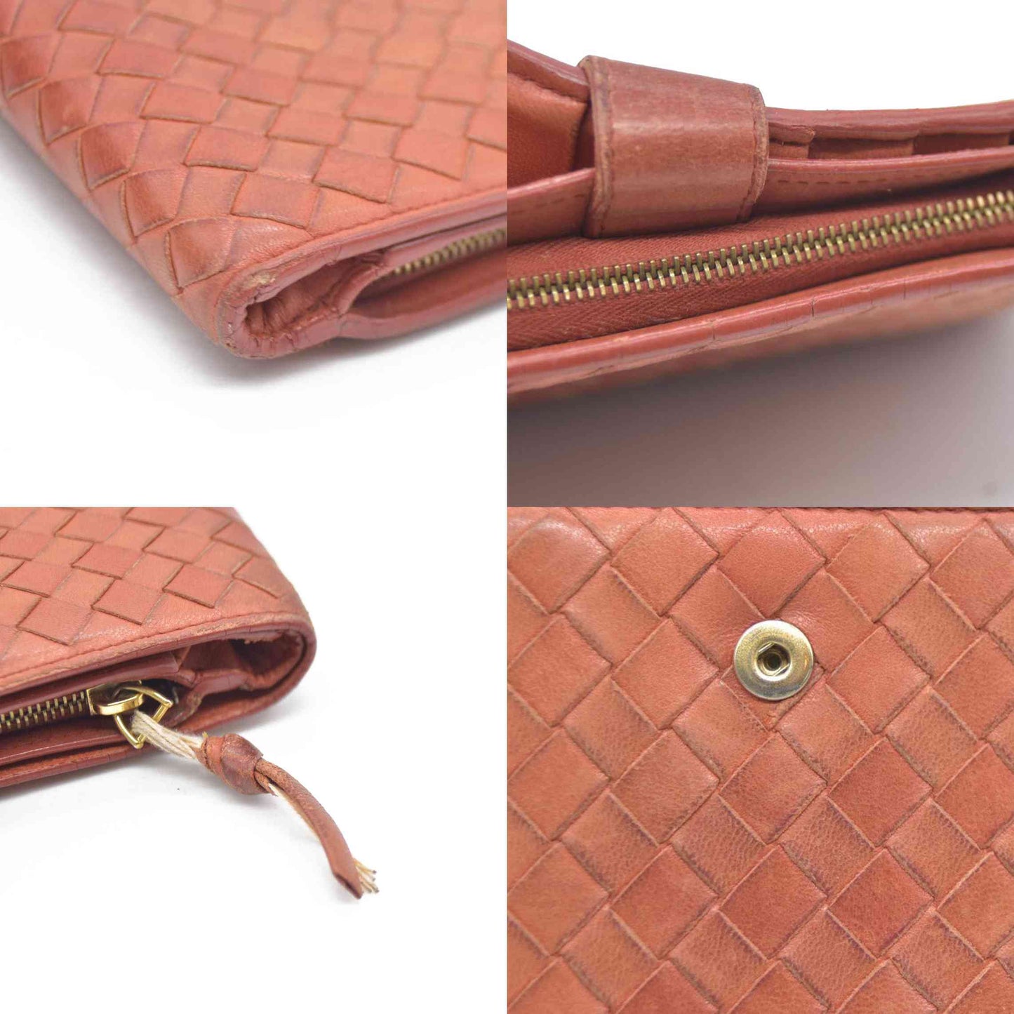 AUCTION $550 Bottega Veneta Intrecciato Lambskin Bifold Wallet Brown