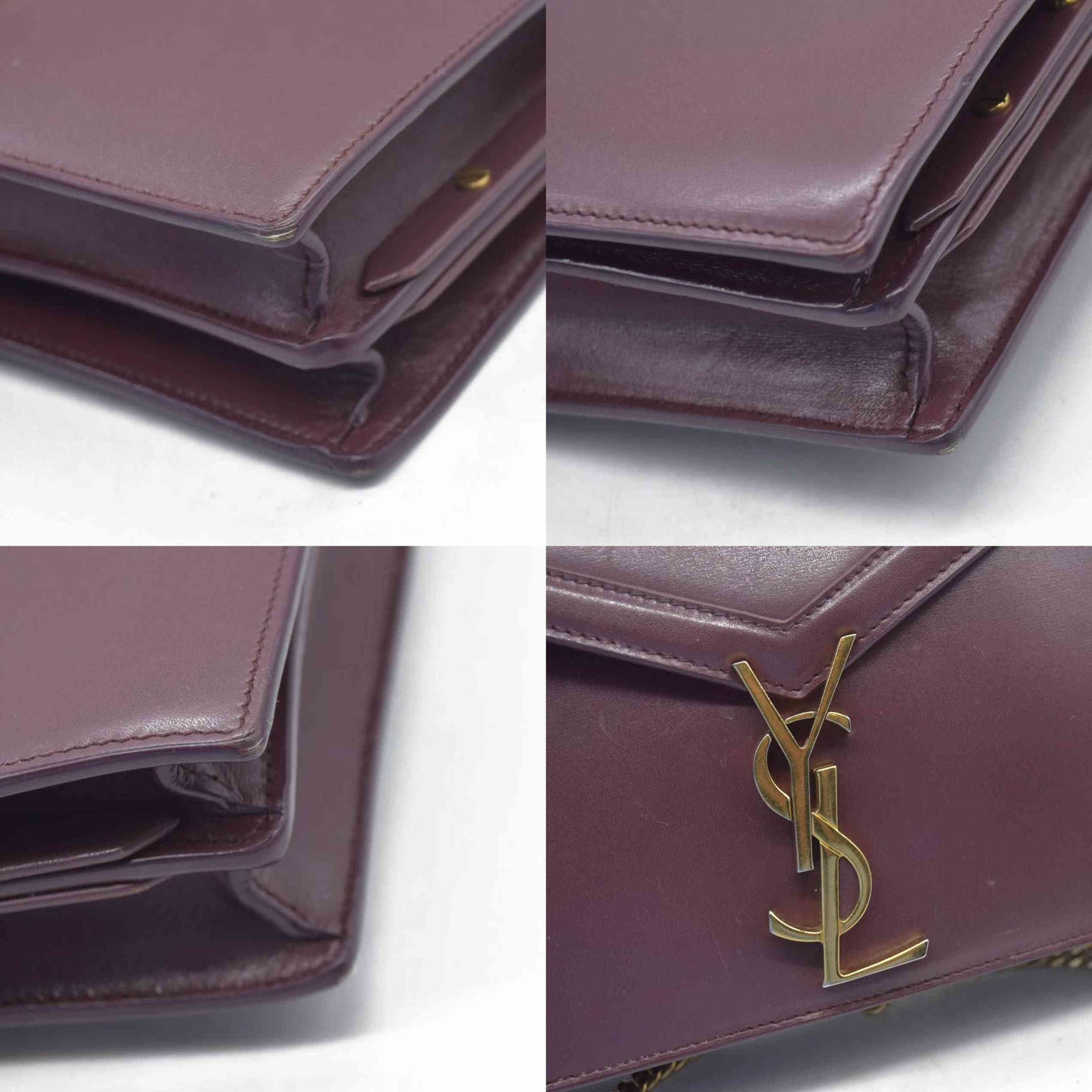 $2550 Saint Laurent Smooth Calfskin Monogram Cassandra Clasp Bag Burgundy