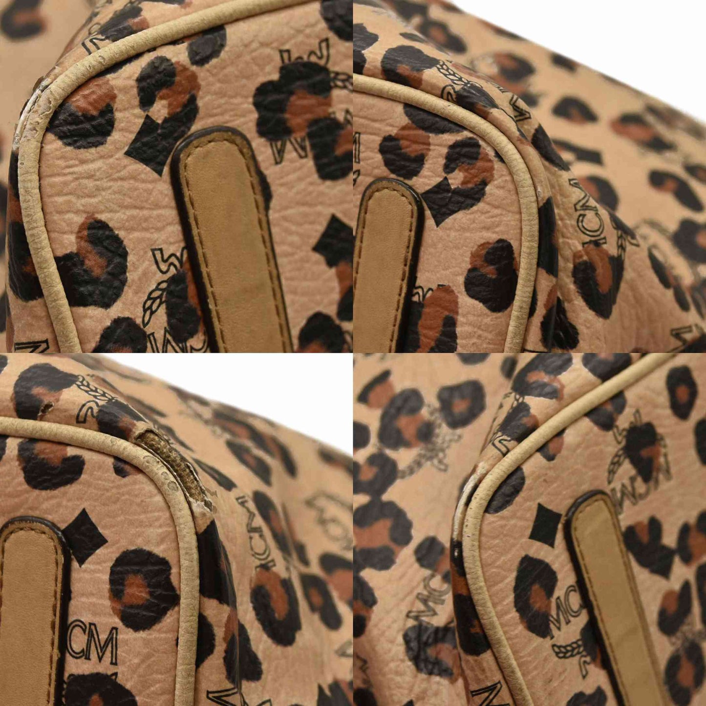 MCM  Visetos Leopard Print Medium Anya Shopper Tote beige