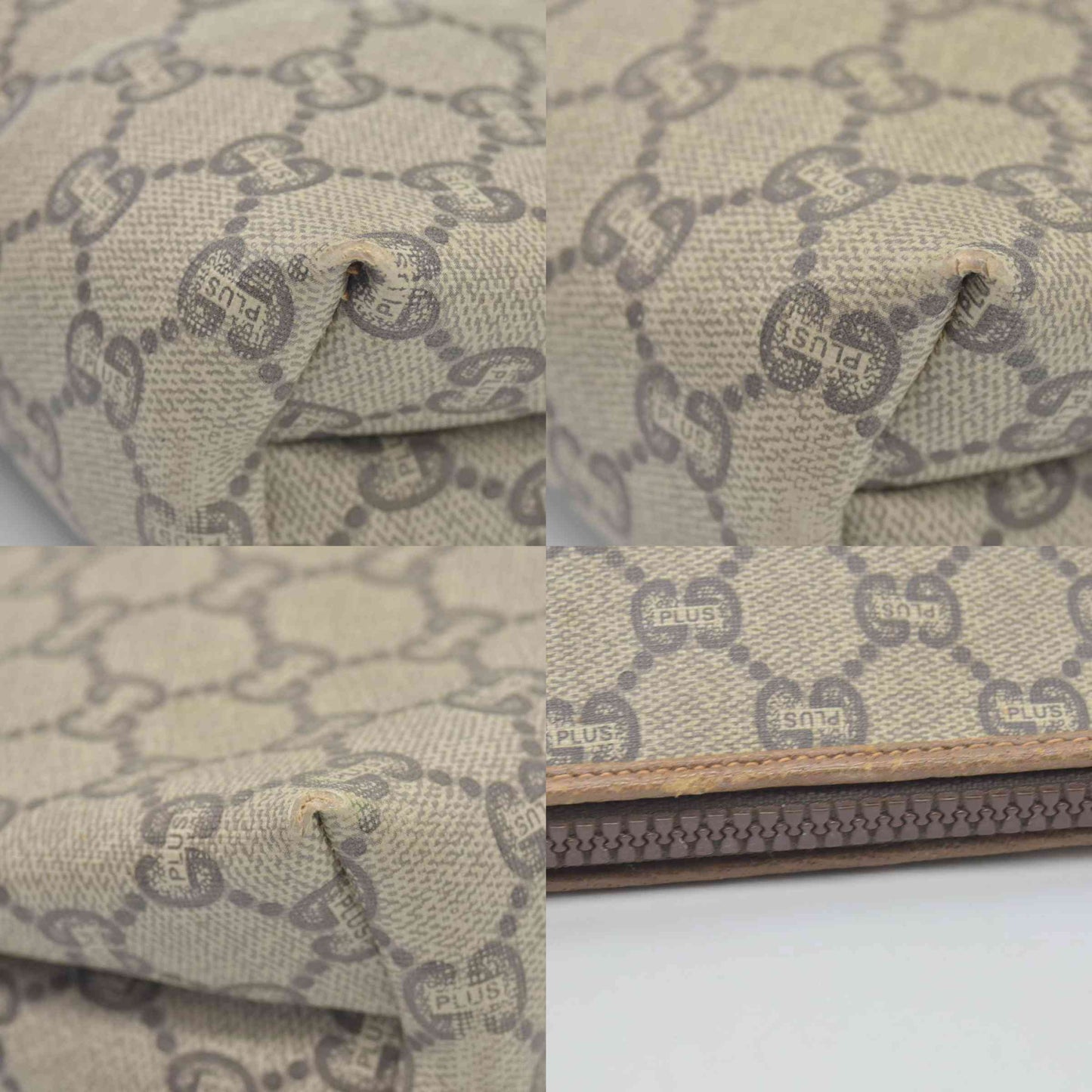 $880 Gucci GG Gucci Plus PVC Leather Pouch Clutch Bag