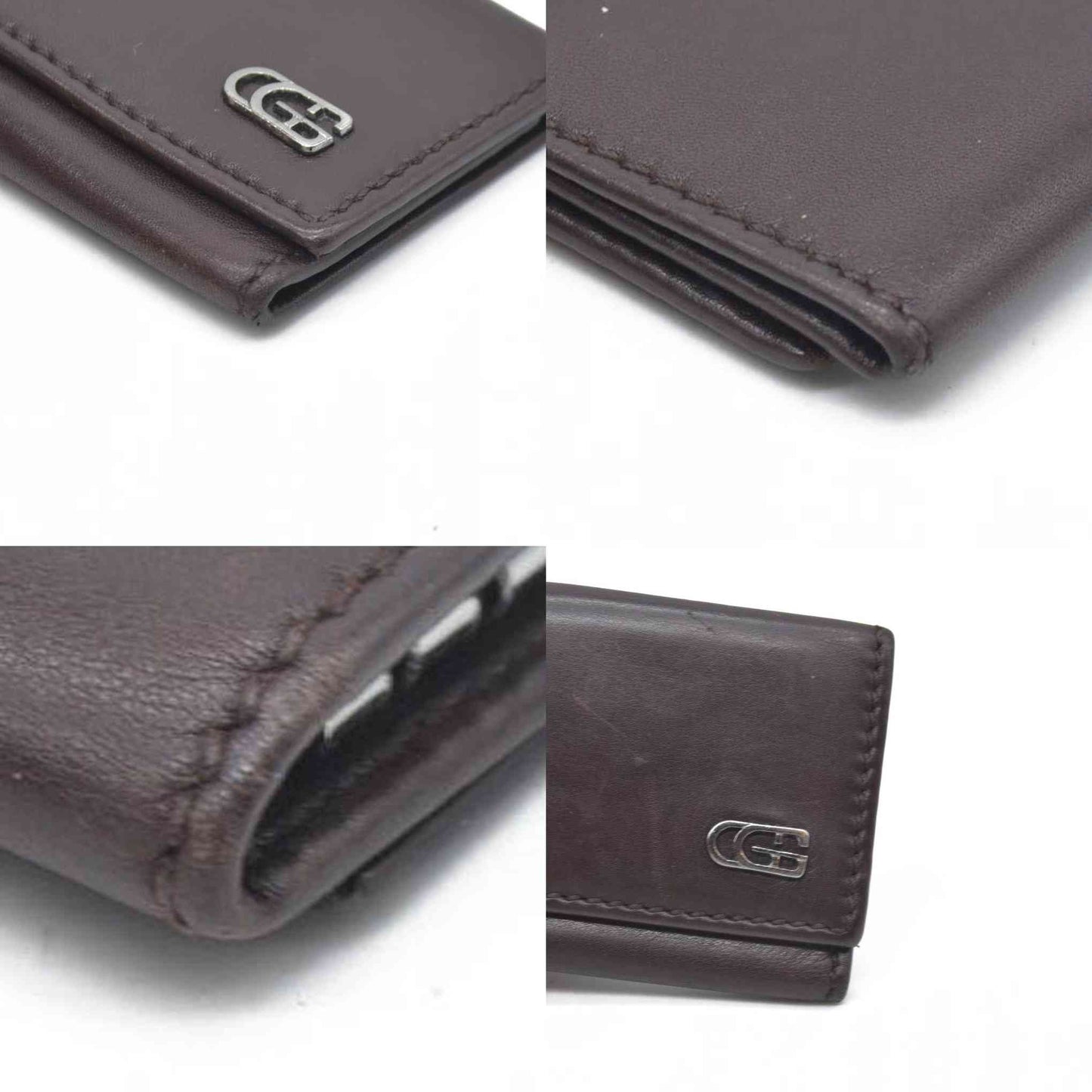 GUCCI Double G Leather 6 Ring Key Case Brown