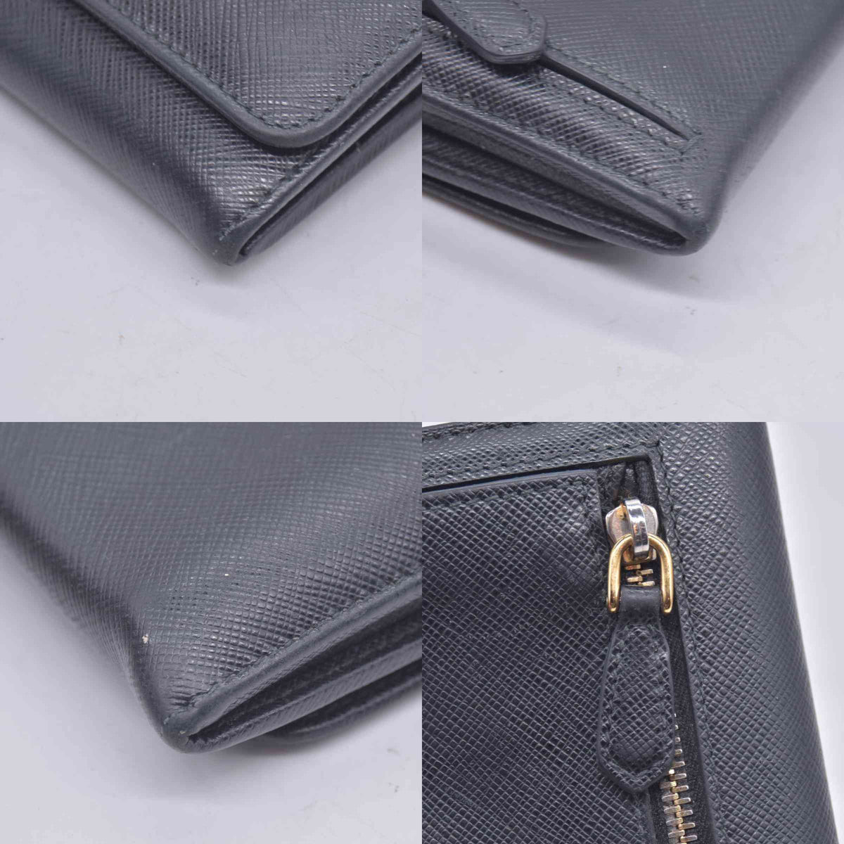 $780 PRADA Saffiano Metal Continental Flap Wallet Nero CONSIGNMENT 10021171