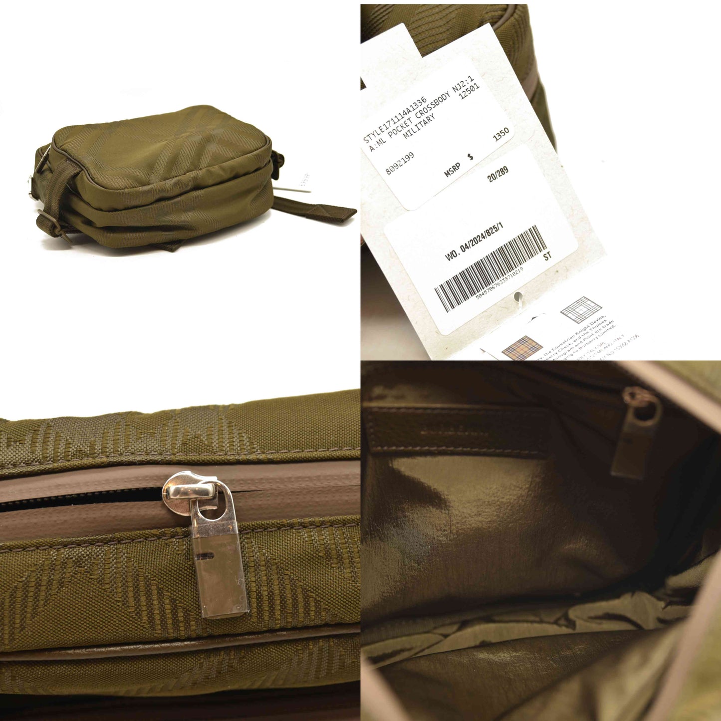 $1350 Burberry Check Jacquard Pocket Crossbody Bag Computer Bag