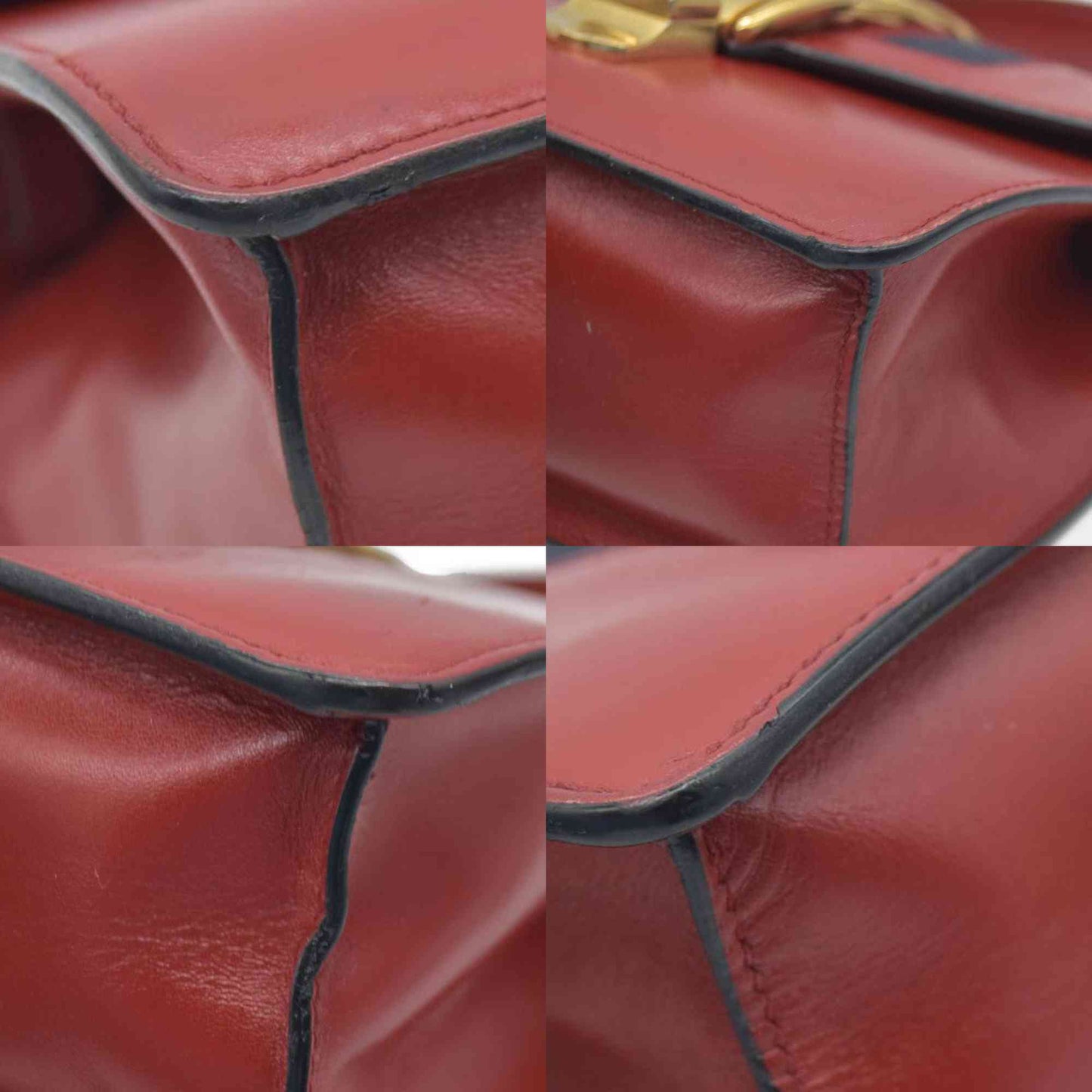 $1980 Gucci  Calfskin Mini Sylvie Chain Shoulder Bag Hibiscus Red