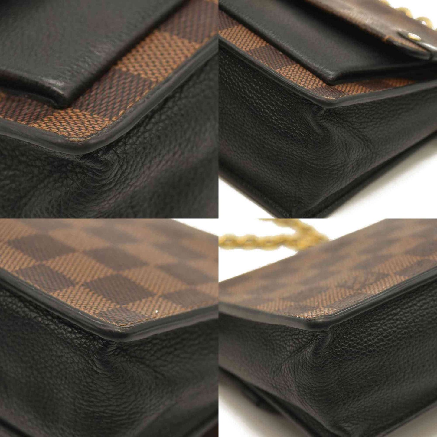 Louis Vuitton  Damier Ebene Vavin Chain Wallet Black