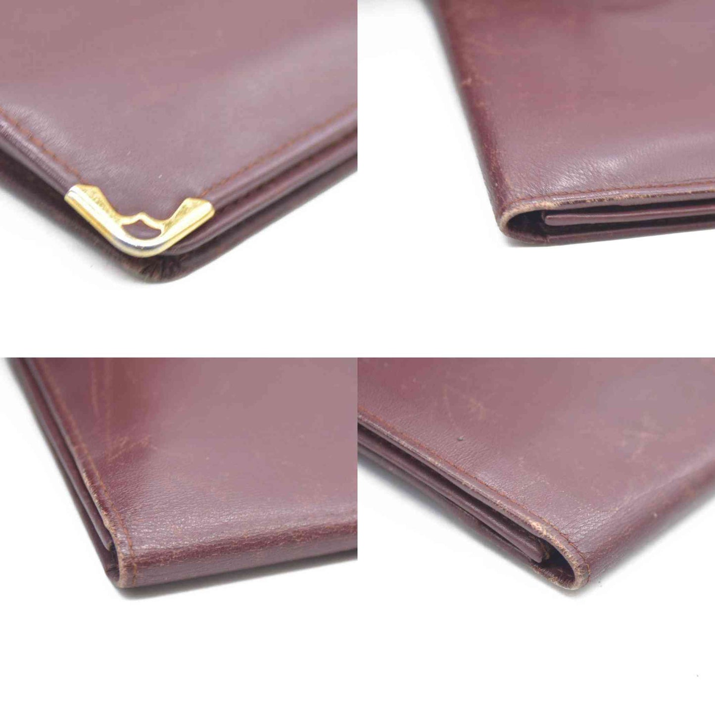 Must de Cartier Leather Bifold Long Wallet Bordeaux