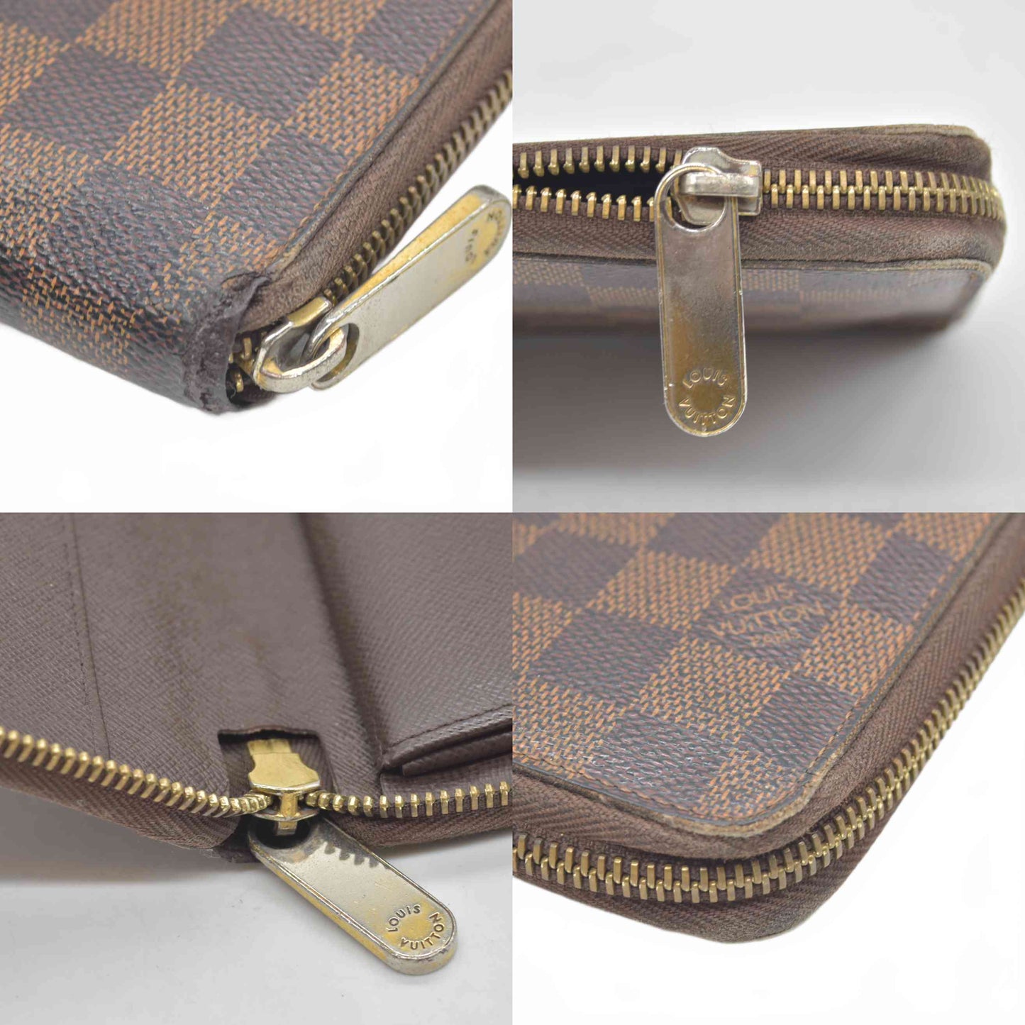 $1060 Louis Vuitton Damier Zippy Zip Around Organizer Long Wallet Brown CA4102