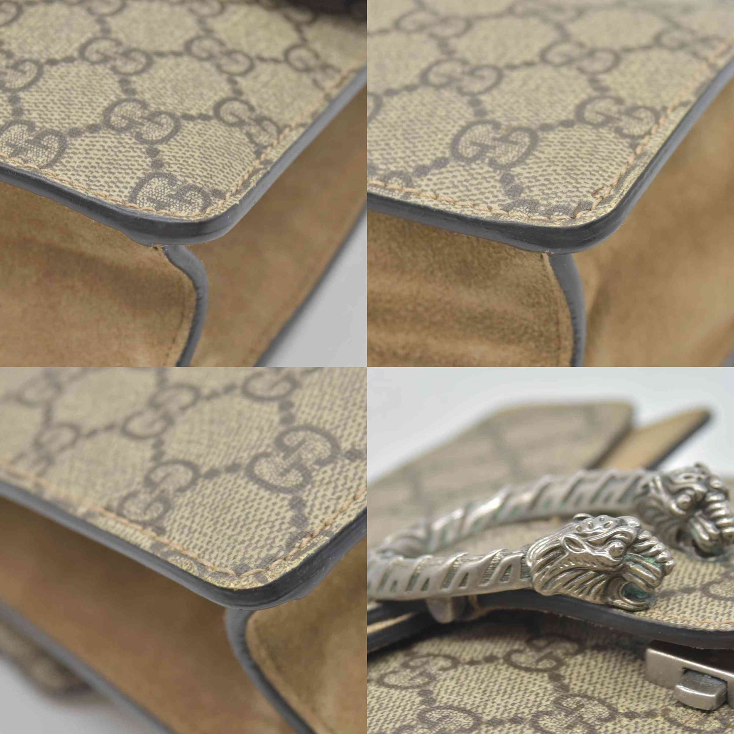 $2700 Gucci GG Supreme Monogram Mini Dionysus Shoulder Bag Taupe