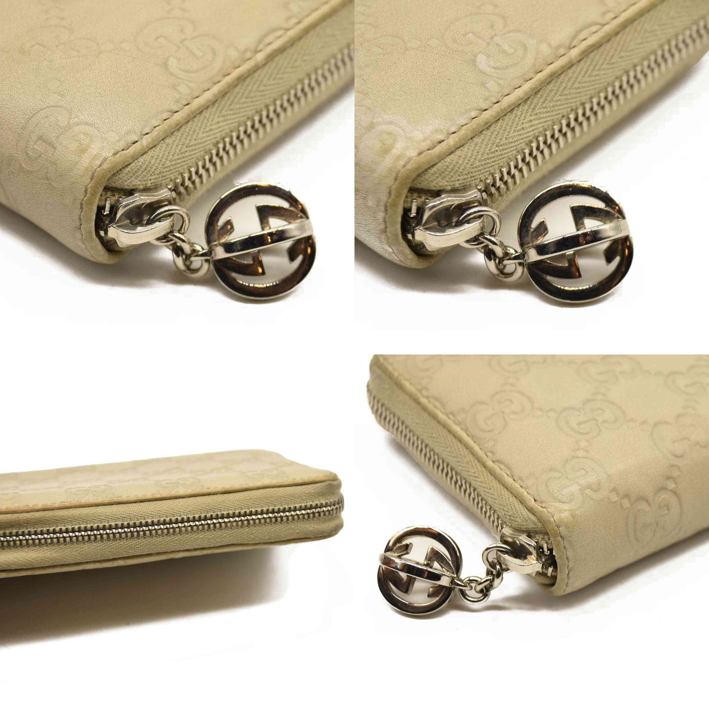 Gucci  Guccissima Large Twins Zip Around Off White