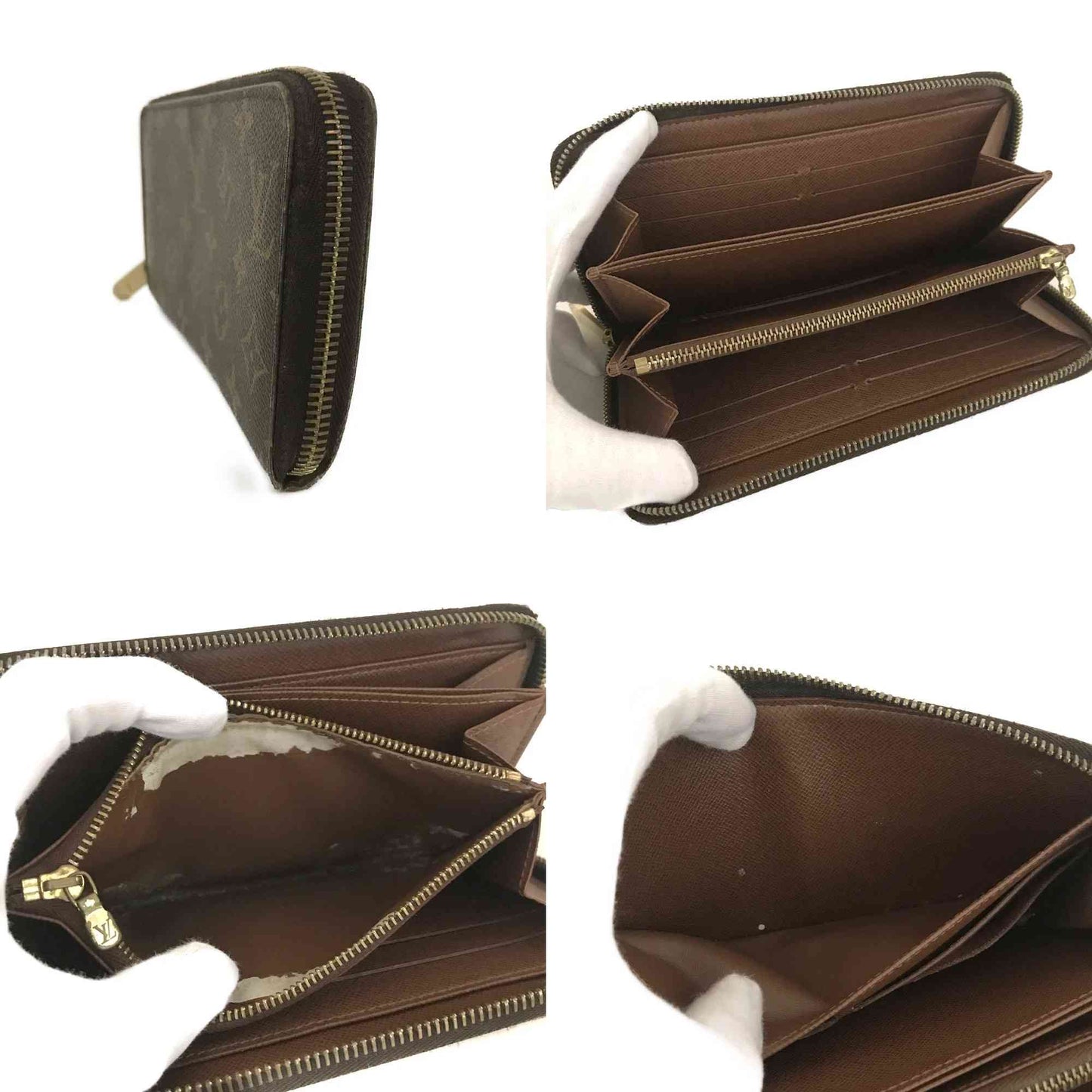 $915 2010 Louis Vuitton Monogram Zippy Zip Around Long Wallet Purse Brown CA0190