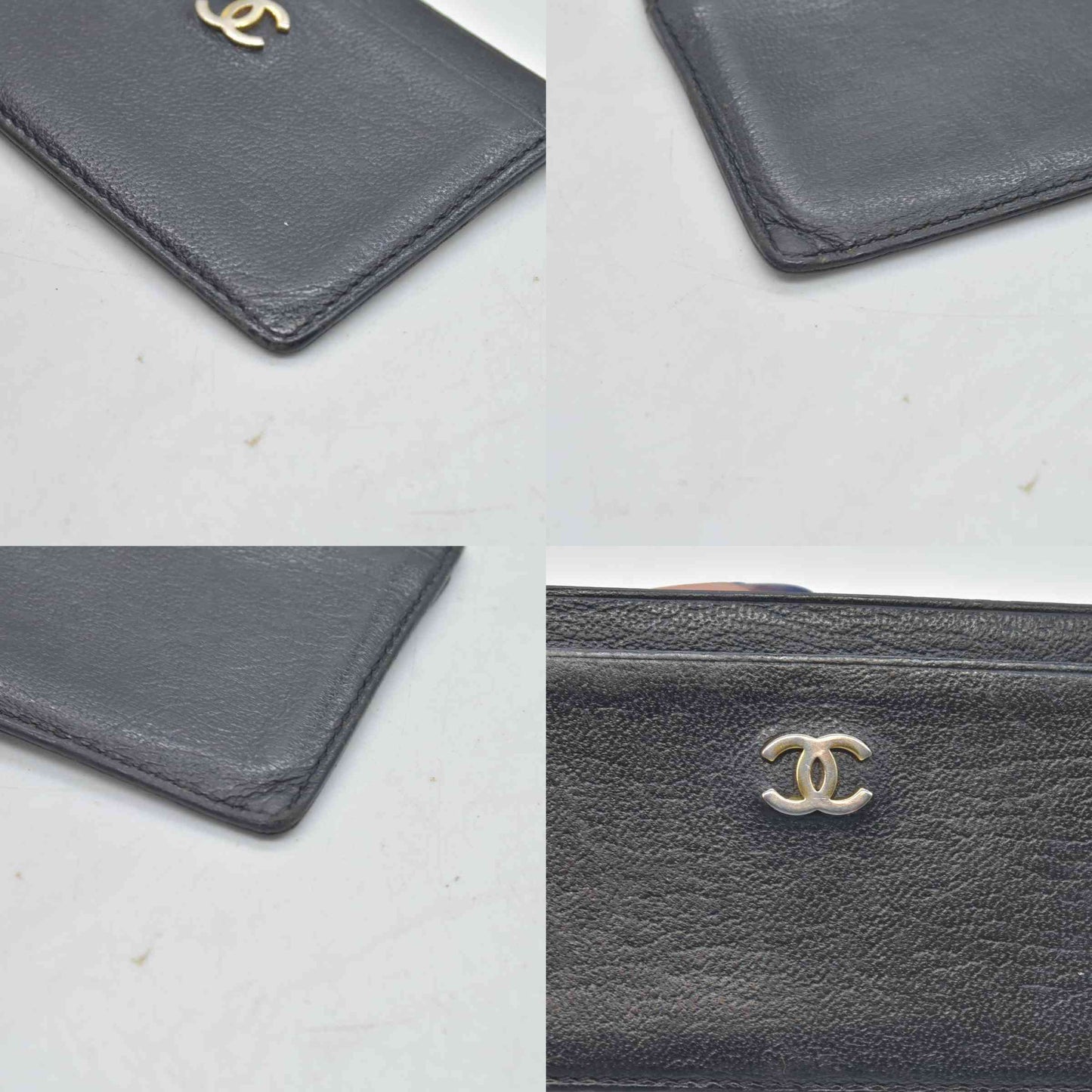$575 Chanel Smooth Leather CC Card Holder Black CONSIGNMENT