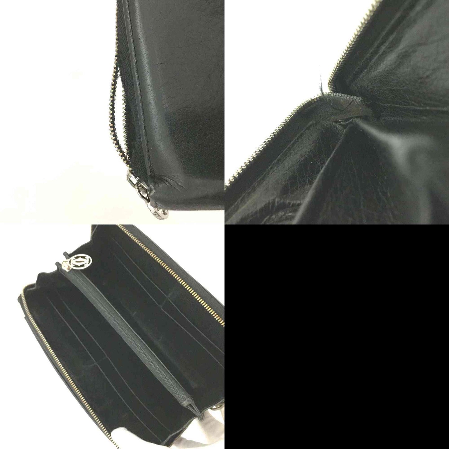Cartier Marcello Leather Zip Around Long Wallet Black