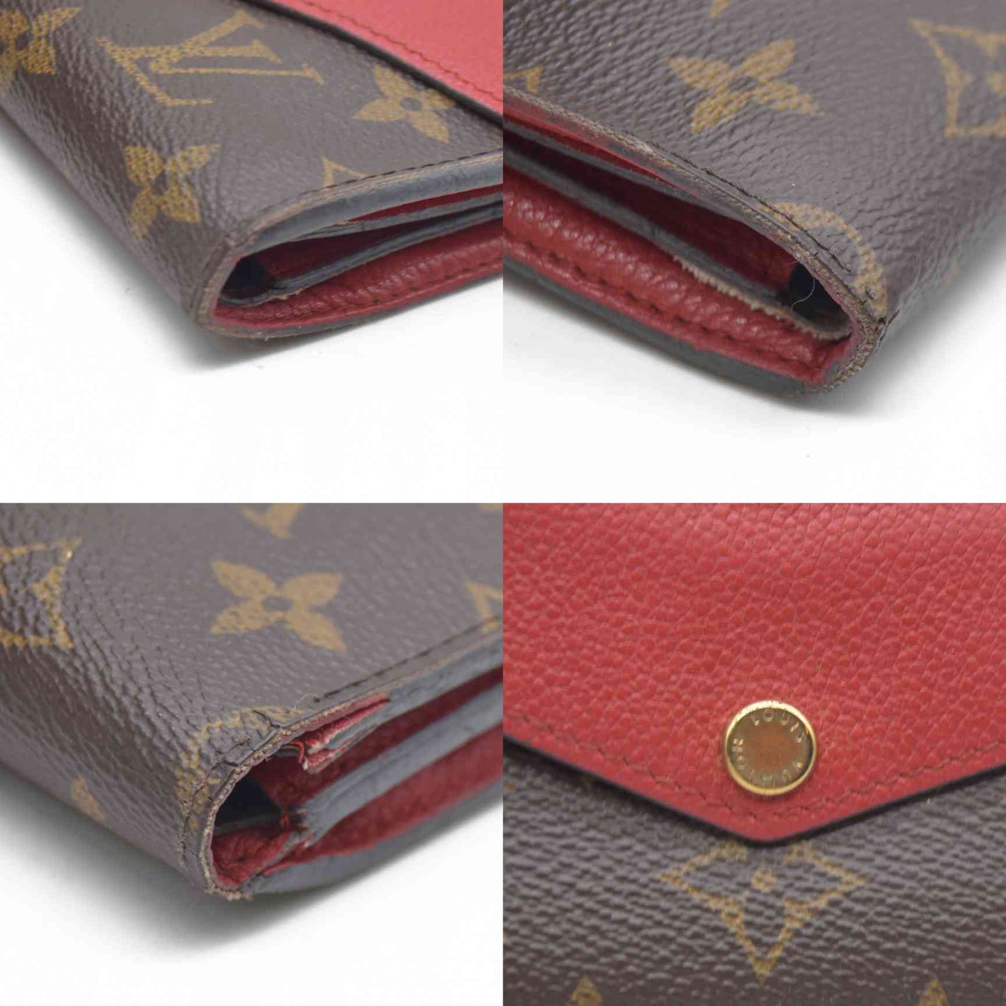 AUCTION $1060 Louis Vuitton Monogram Porte Feuille Pallas Compact Bifold Wallet Brown CA0126
