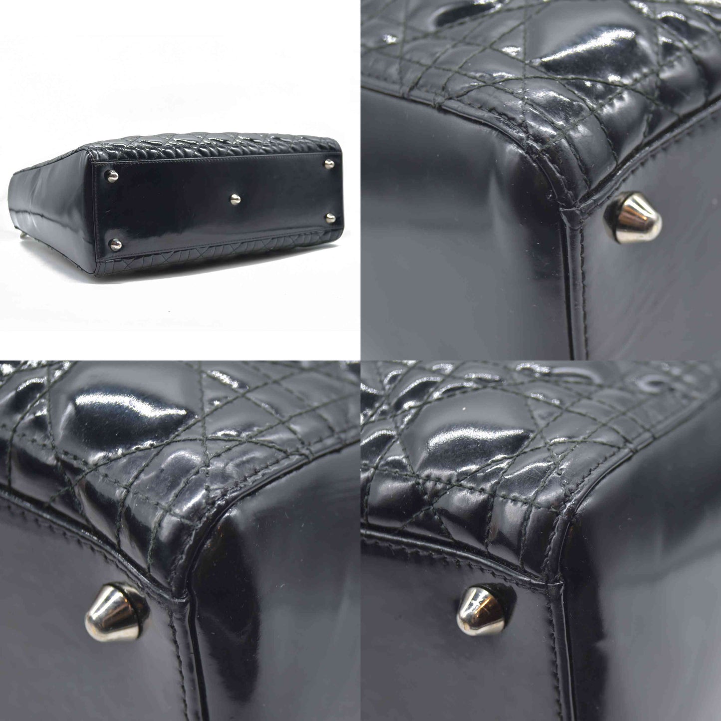 $7200 Christian Dior  Patent Cannage Large Lady Dior Black