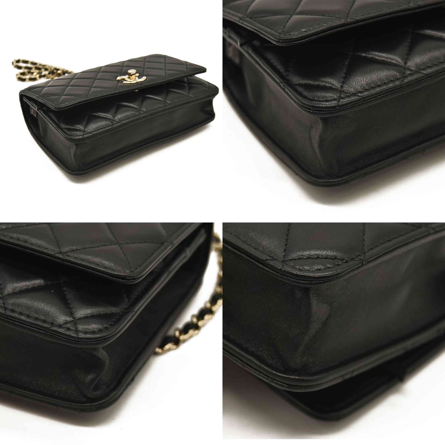 CHANEL  Lambskin Quilted Trendy CC Wallet On Chain WOC Black