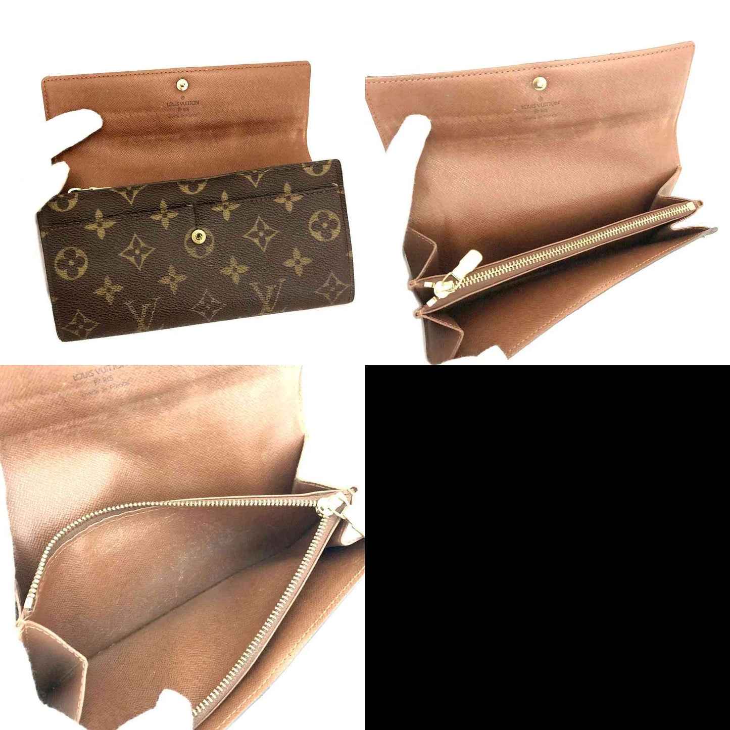 $775 2000 Louis Vuitton Monogram Portefeiulle Sarah Long Bifold Wallet Brown MB0090