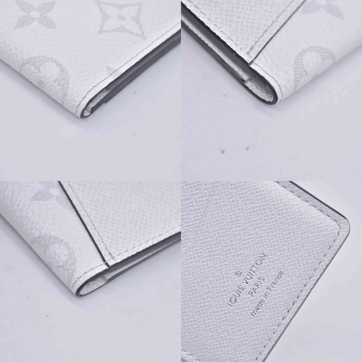 $575 Louis Vuiton Taigarama Pocket Organizer NM Optic White RFID CONSIGNMENT 10021158