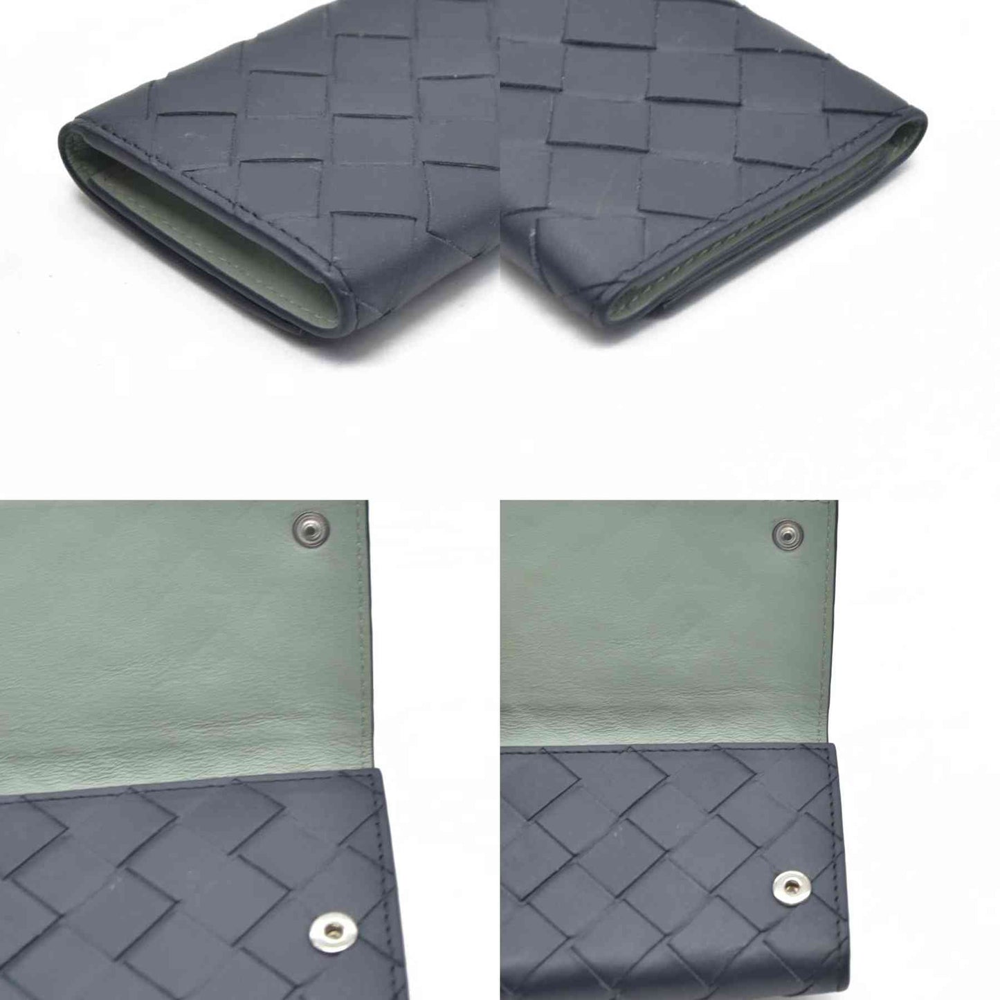 $600 Bottega Veneta Intrecciato Maxi Lambskin Leather 6 Ring Key Case Blue