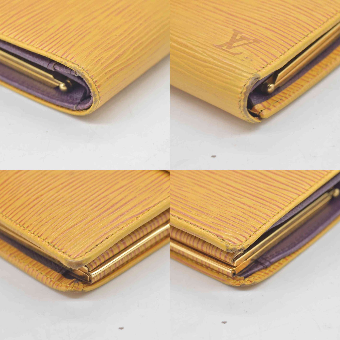 $905 1996 Louis Vuitton Tassil Yellow Epi French Purse Wallet MI1906