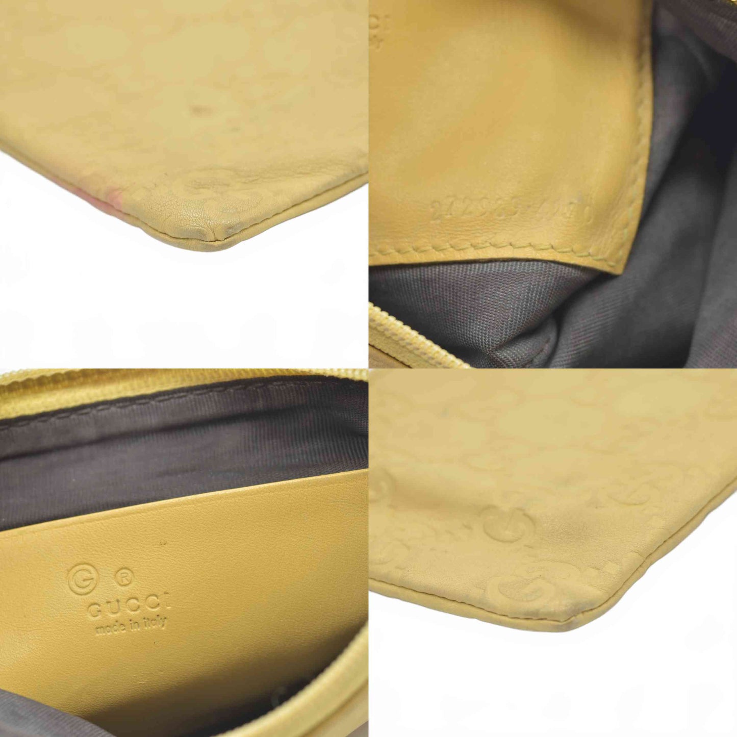 $395 Gucci Guccissima Yellow Leather Zip Pouch