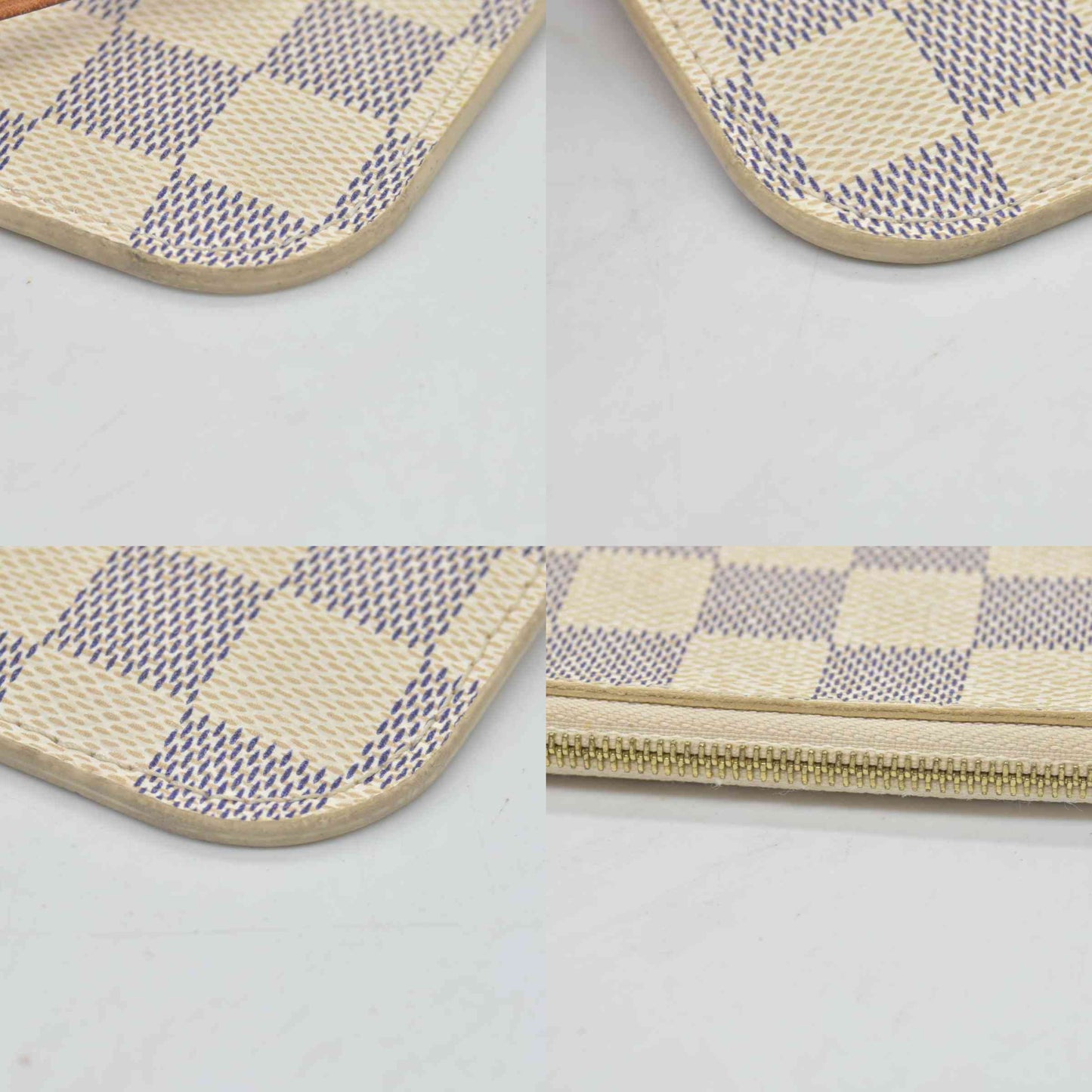 $600 Louis Vuitton Damier Azur Neverfull PM Pochette AR3164