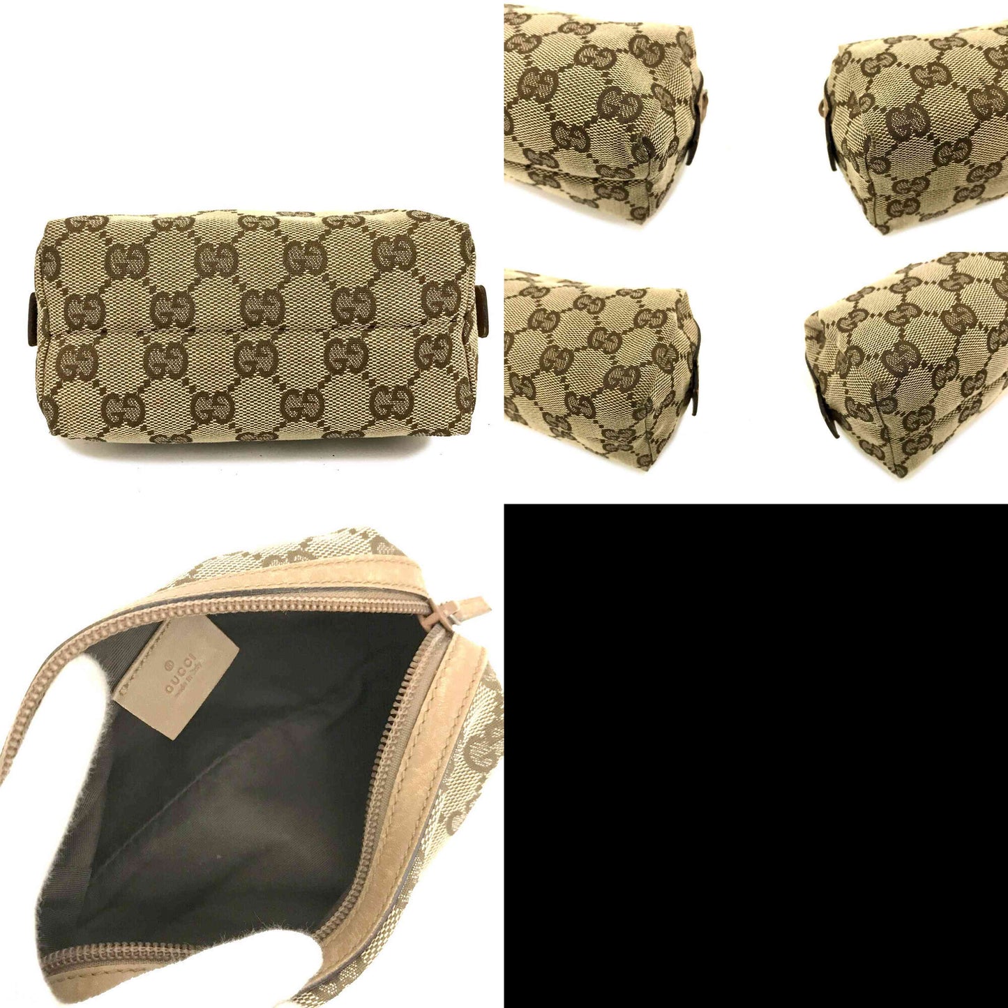 USED GUCCI Monogram Small Balthus Cosmetic Case Beige