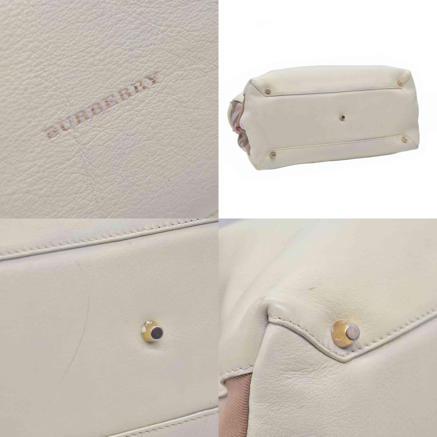 $1795 Burberry Derby Calfskin House Check Medium Banner Tote Green