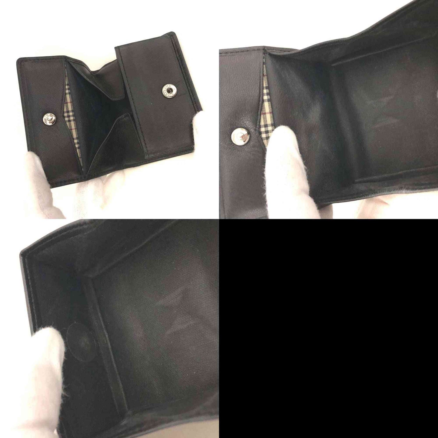 $355 BURBERRY Logo Leather Coin Purse Wallet Black