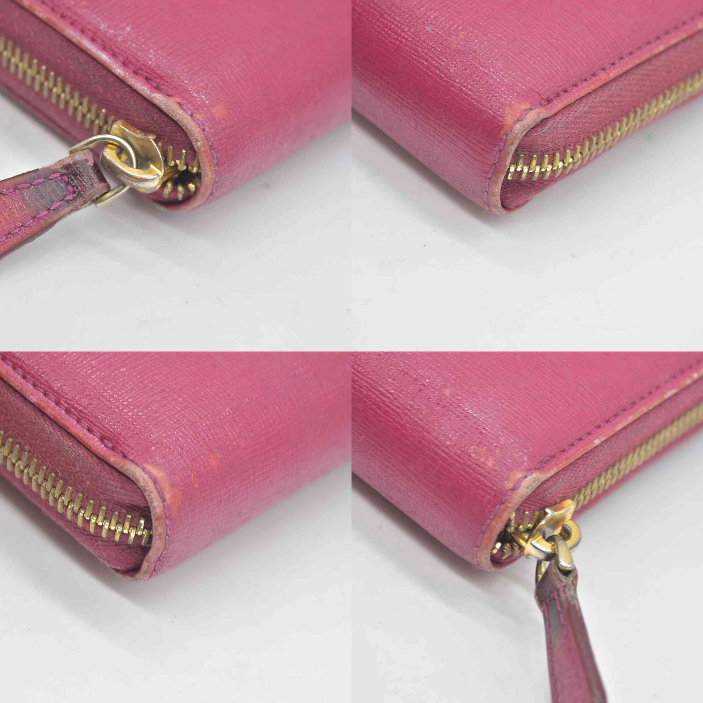 $850 Fendi Amarena Vitello Elite Leather Zippy Wallet CONSIGNMENT