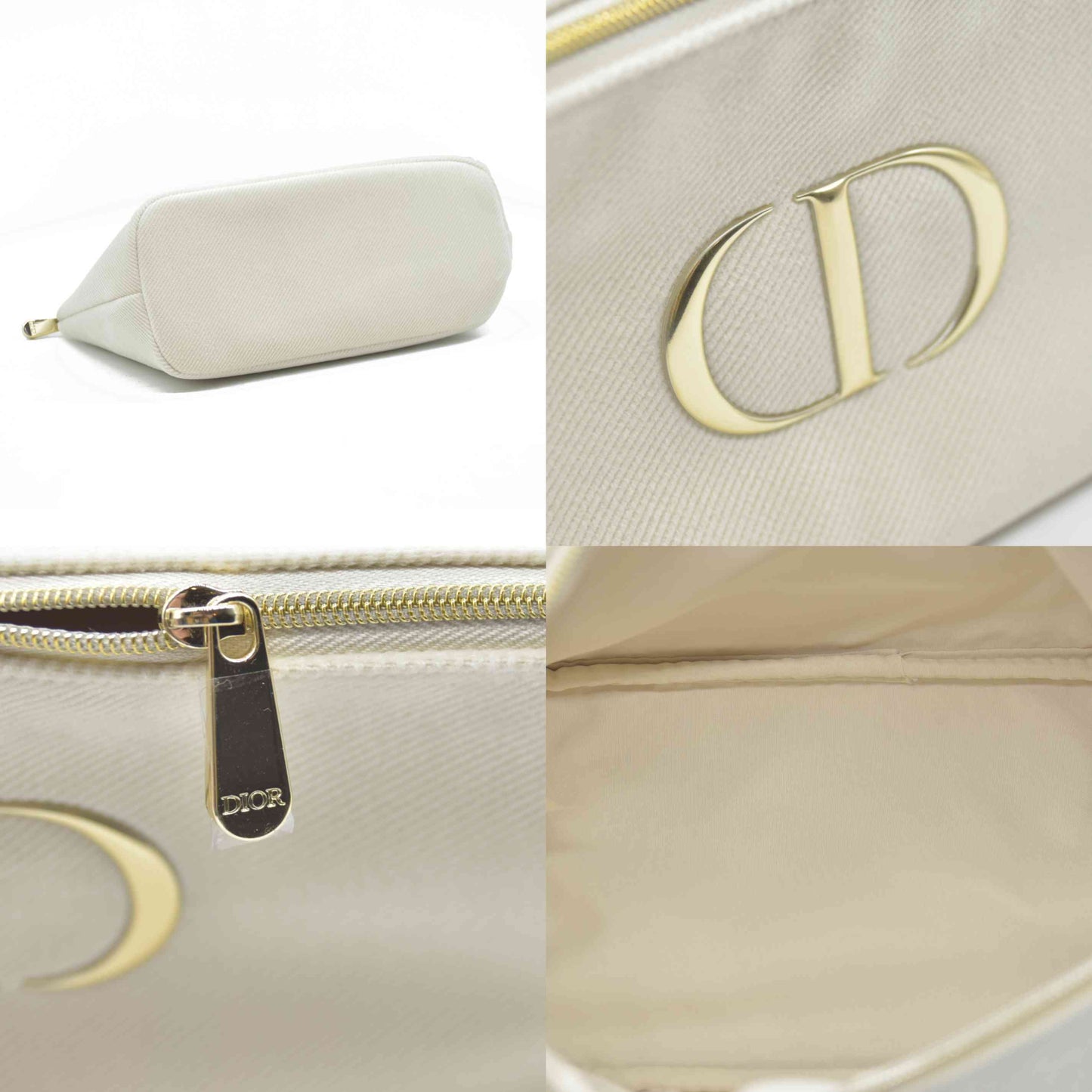 Dior GWP Cosmetic Pouch – Cream Canvas with Gold CD Logo