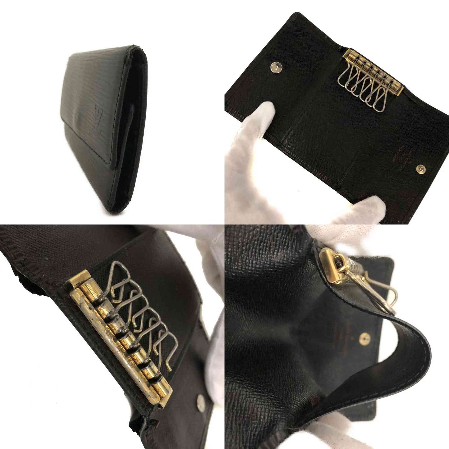 $445 2004 Louis Vuitton Epi Multicles Leather 6 Ring Key Case Black CA0044