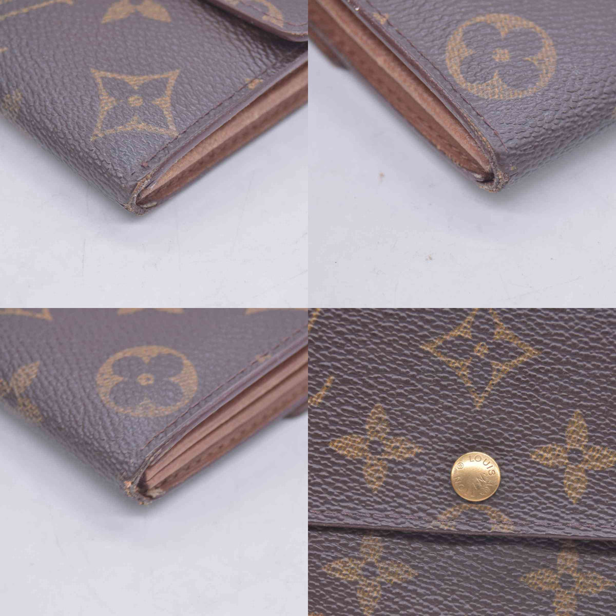 $800 1998 Louis Vuitton Monogram Portefeiulle Sarah Long Bifold Wallet Brown CONSIGNMENT TH0978