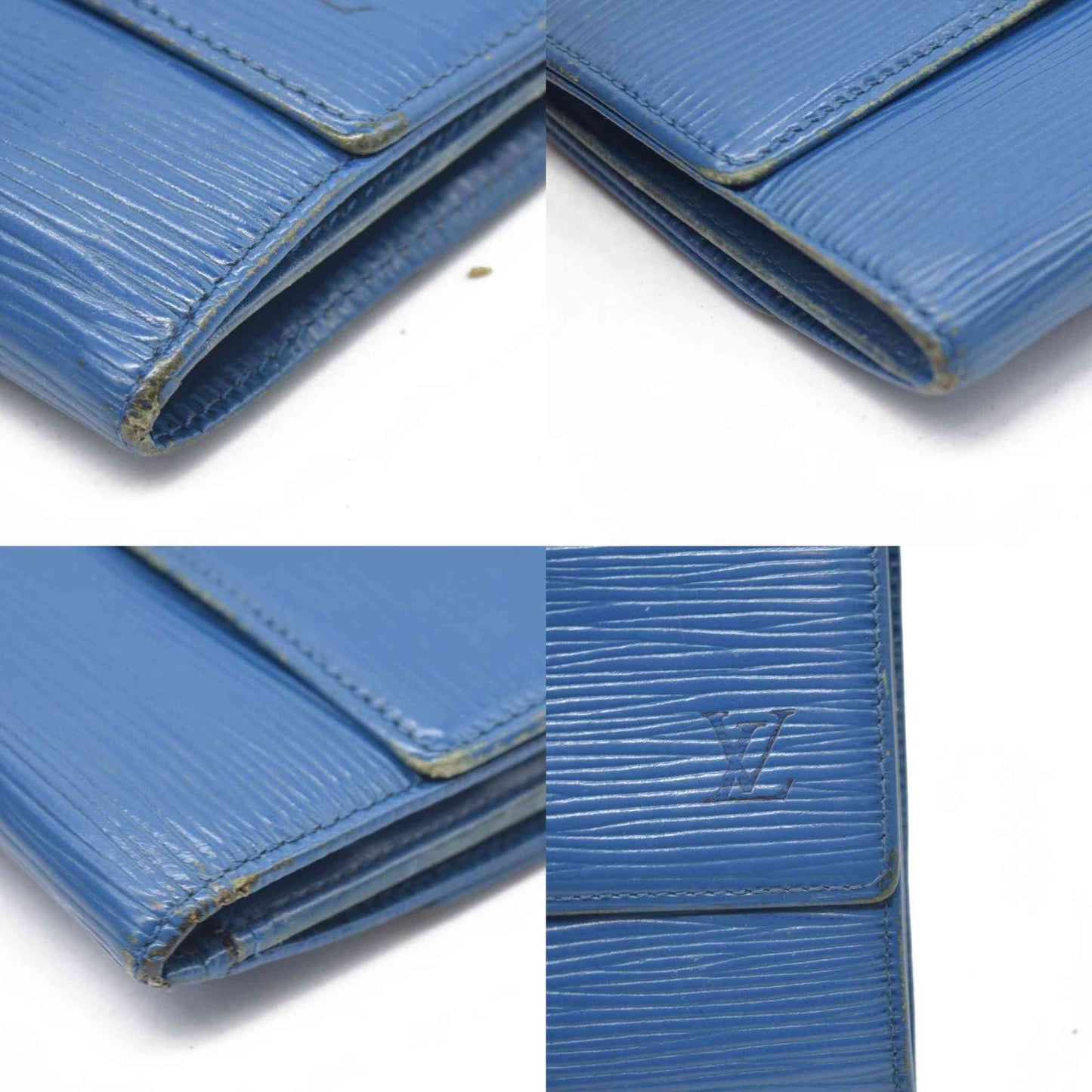 $695 1993 Louis Vuitton Epi Elise Trifold Wallet Blue MI0923