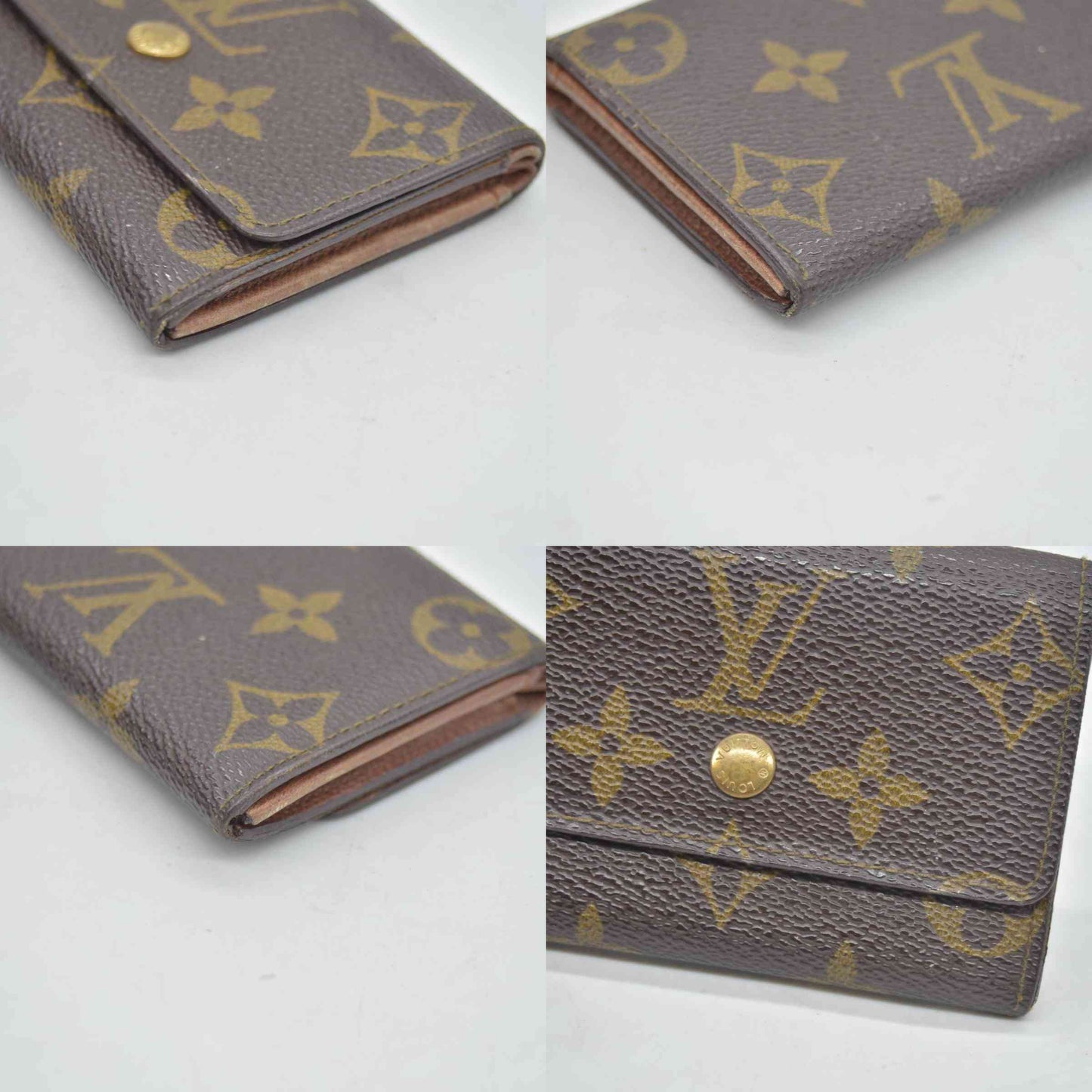 $395 1992 Louis Vuitton Monogram Porte-Monnaie Plat Coin Purse RA1912