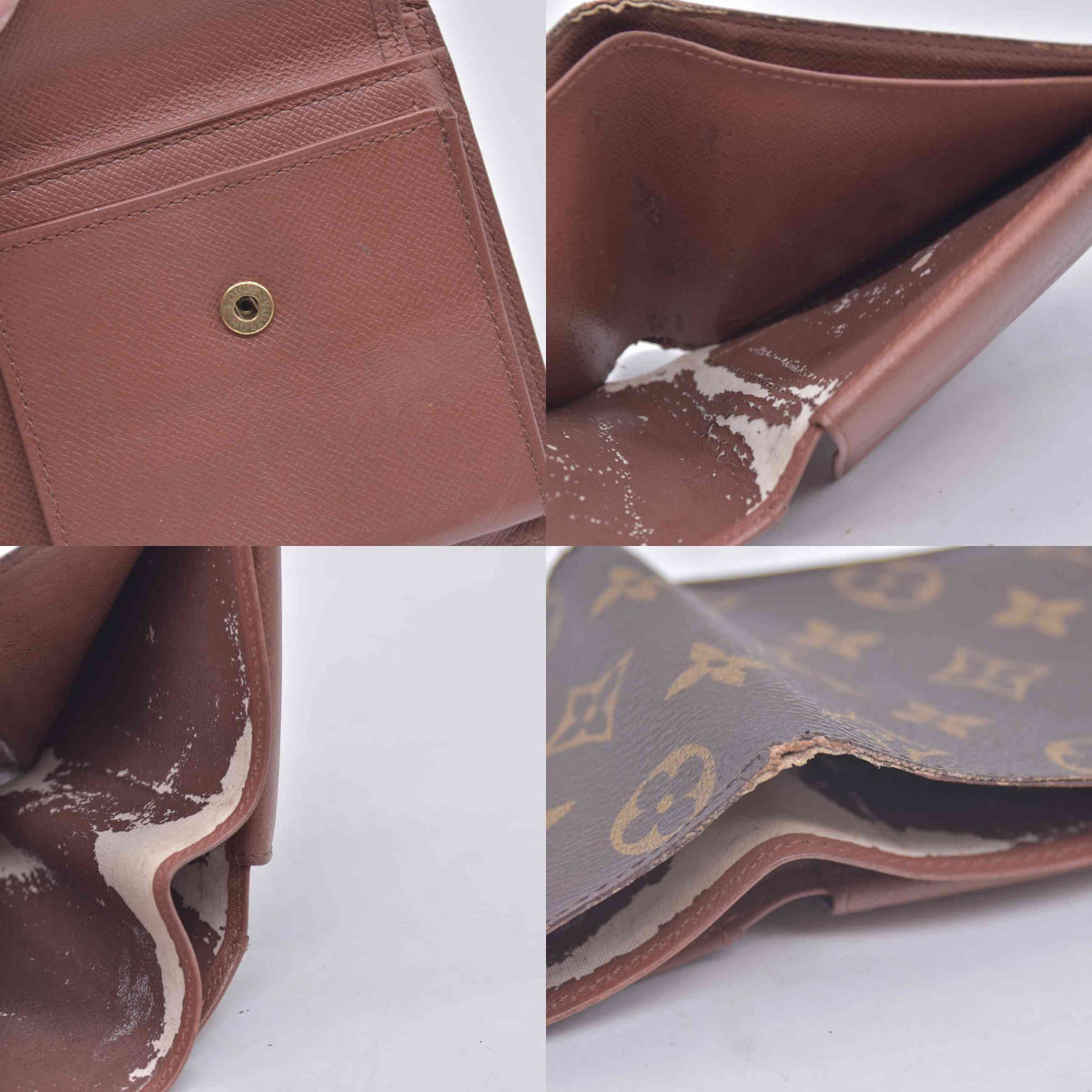$560 1996 Louis Vuitton Monogram Portefeiulle Marco Bifold Wallet Brown CA0916