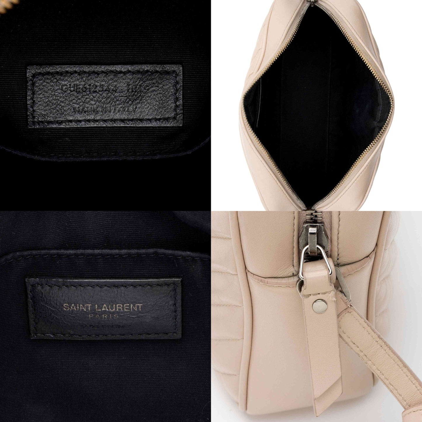 SAINT LAURENT Calfskin Matelasse Monogram Lou Camera Bag Crema Soft