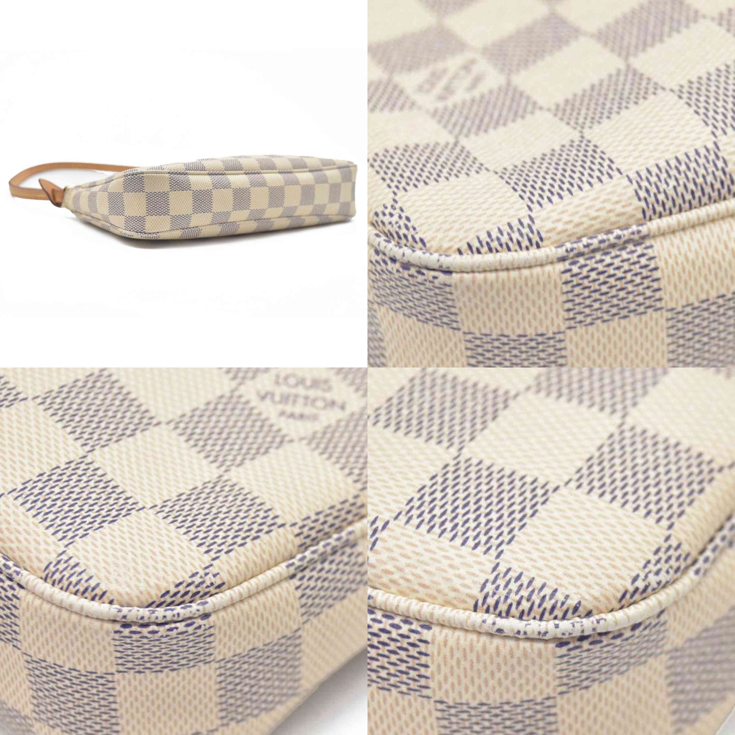 $1580 Louis Vuitton Damier Azur Pochette Accessories RFID