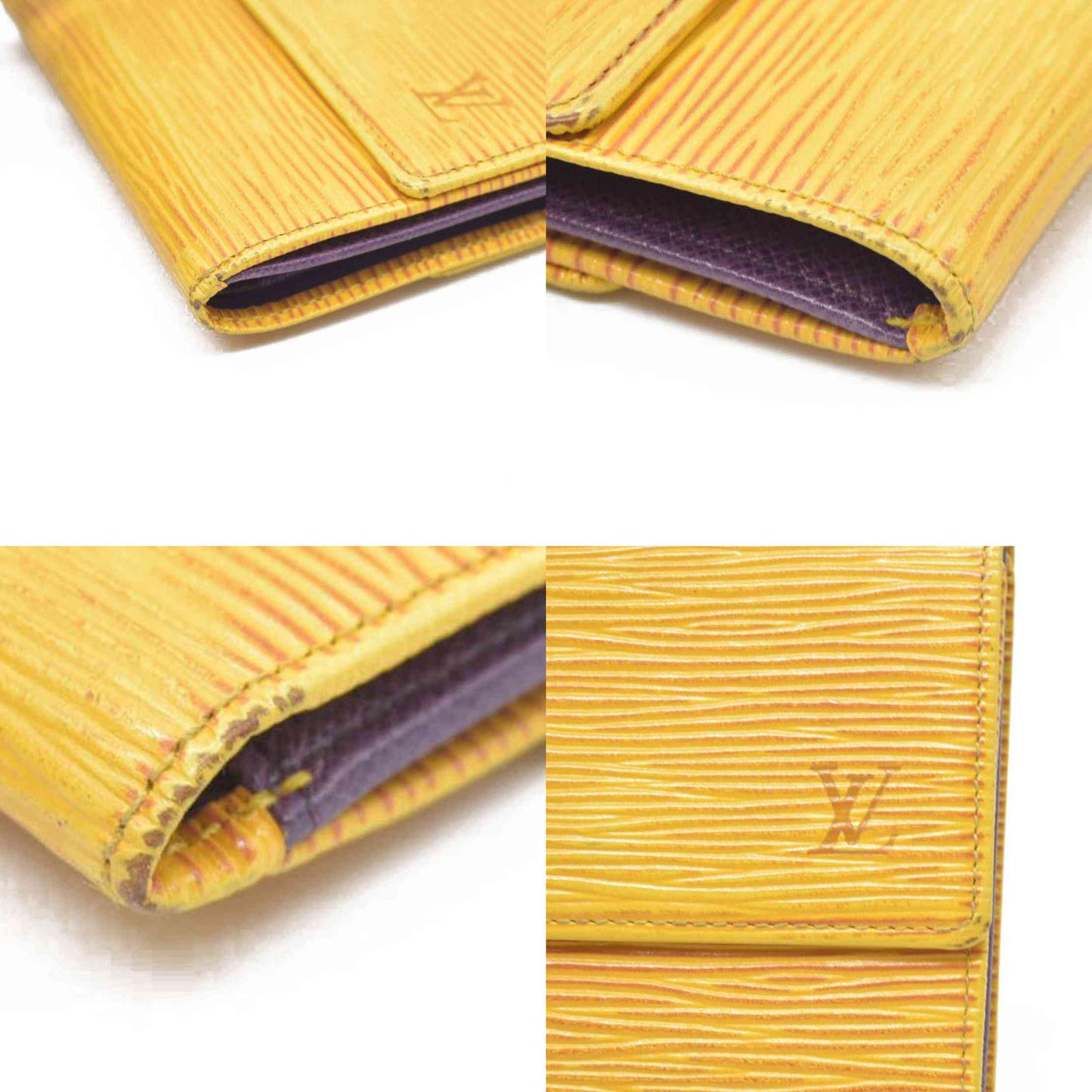 $695 1994 Louis Vuitton Epi Elise Trifold Wallet Yellow MI0934