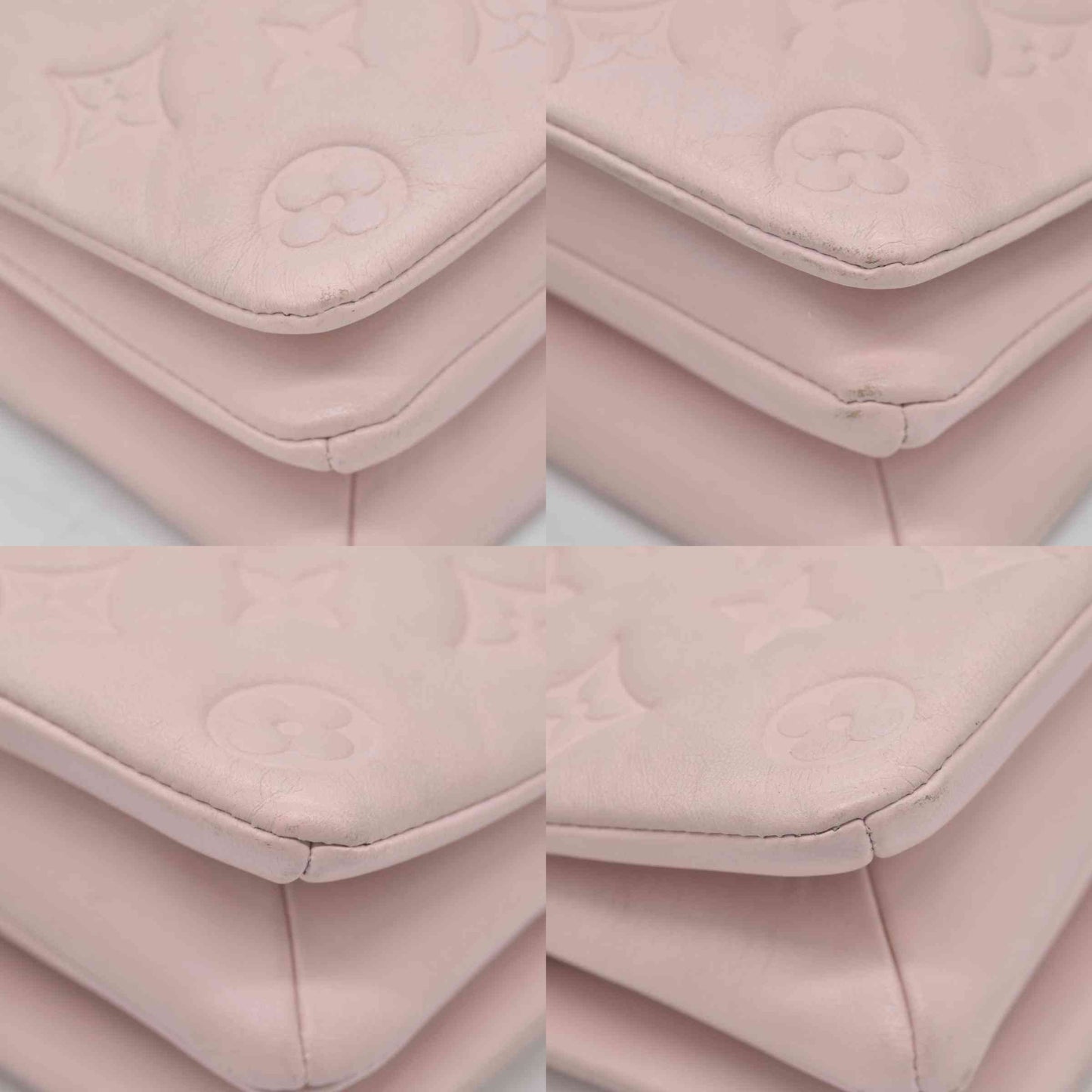 $3150 Louis Vuitton Monogram Embossed Pochette Coussin Pink
