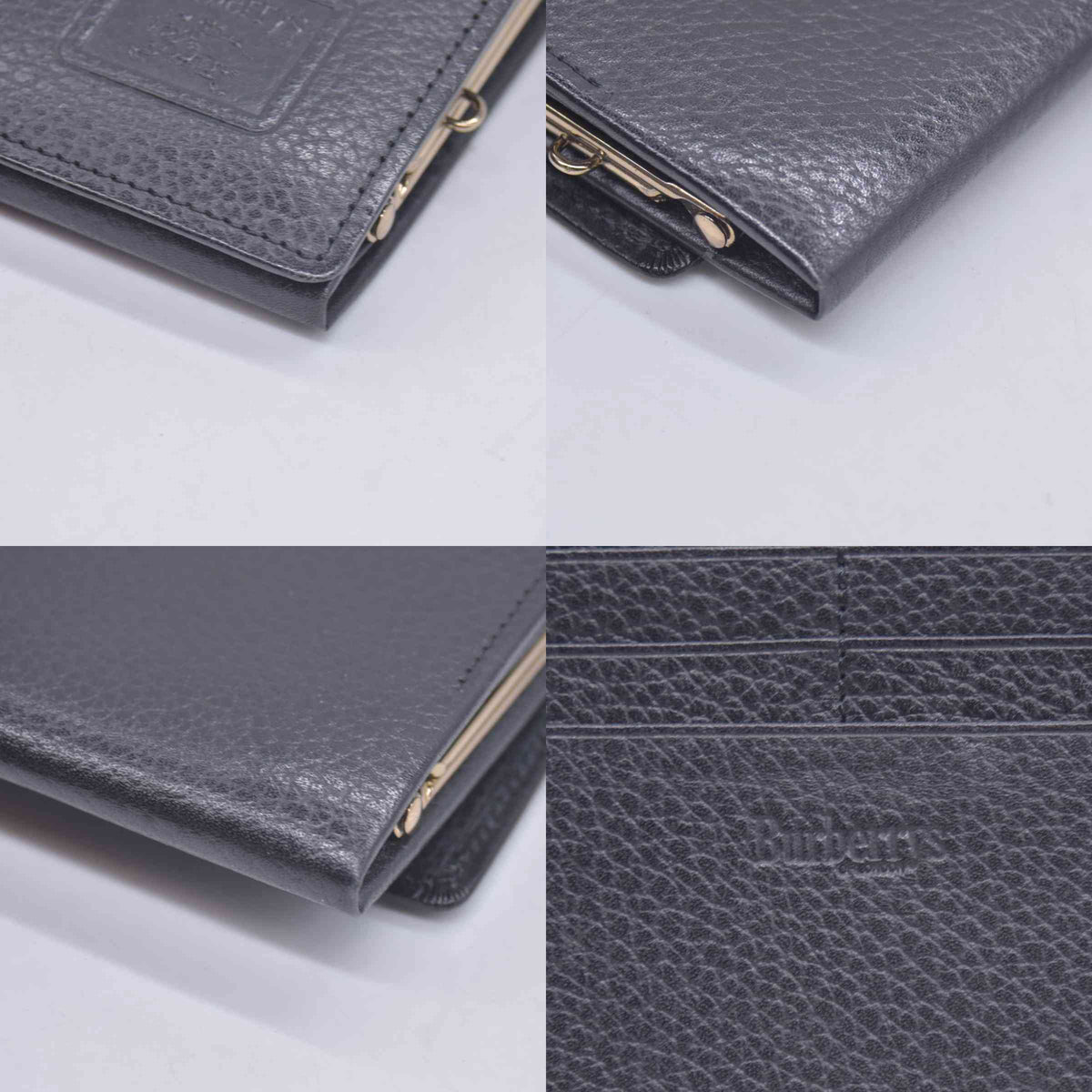 $720 2005 Burberry Unisex Nova Black Leather Bifold Credit Card Long Wallet CONSIGNMENT 10020938
