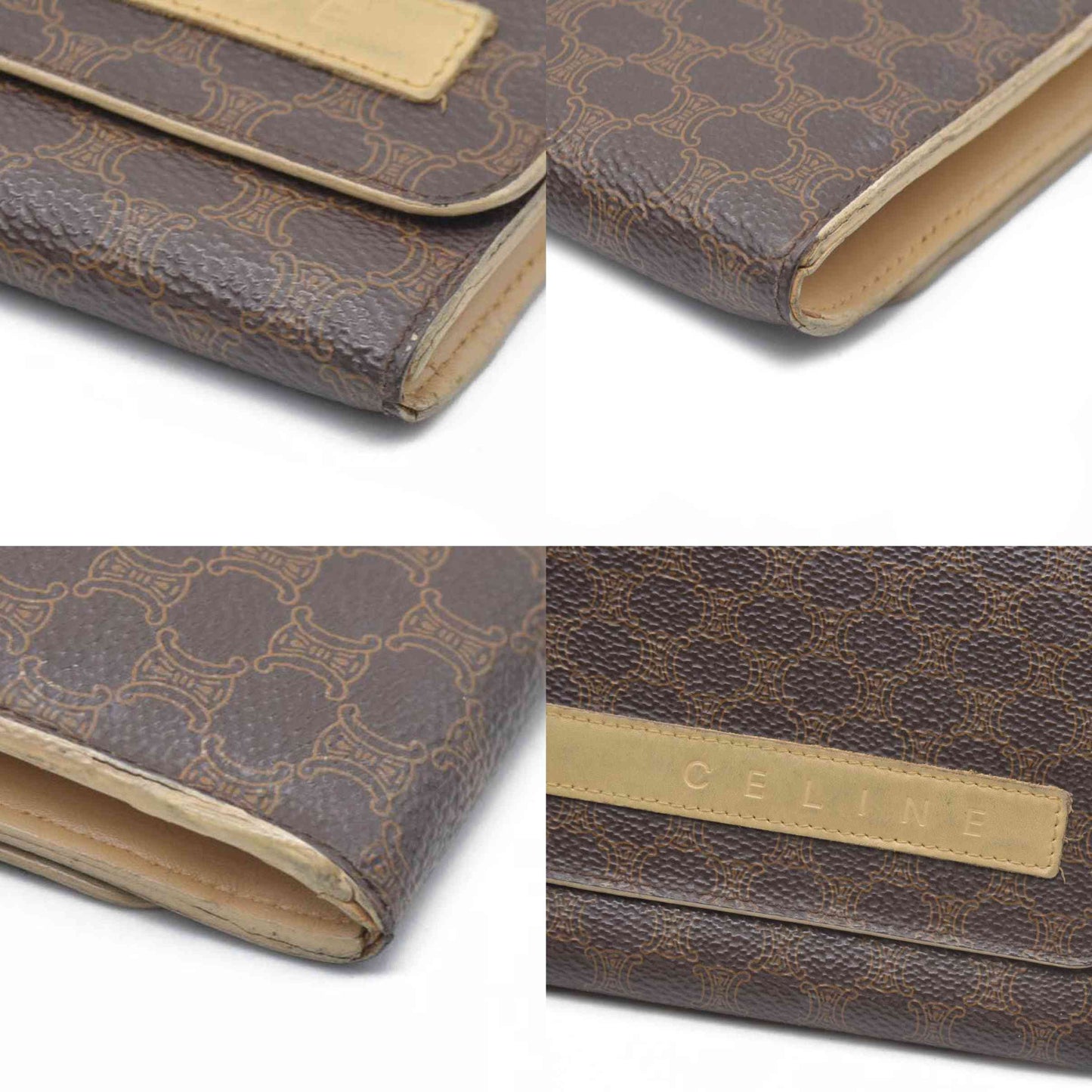 CELINE Bi-fold Long Wallet Brown Macadam Billfold PVC